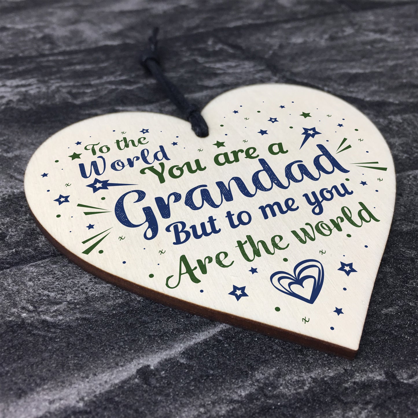 Grandad Ornament Keepsake Wooden Heart Birthday Christmas Card