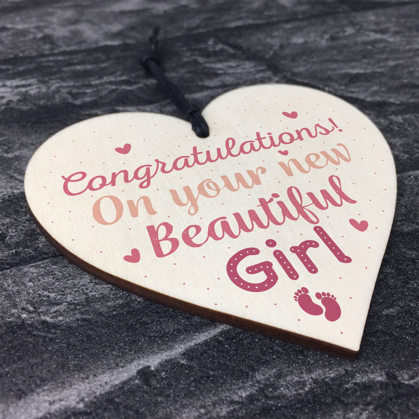 Newborn Baby Girl Gift Present Christening Keepsake Wood Heart