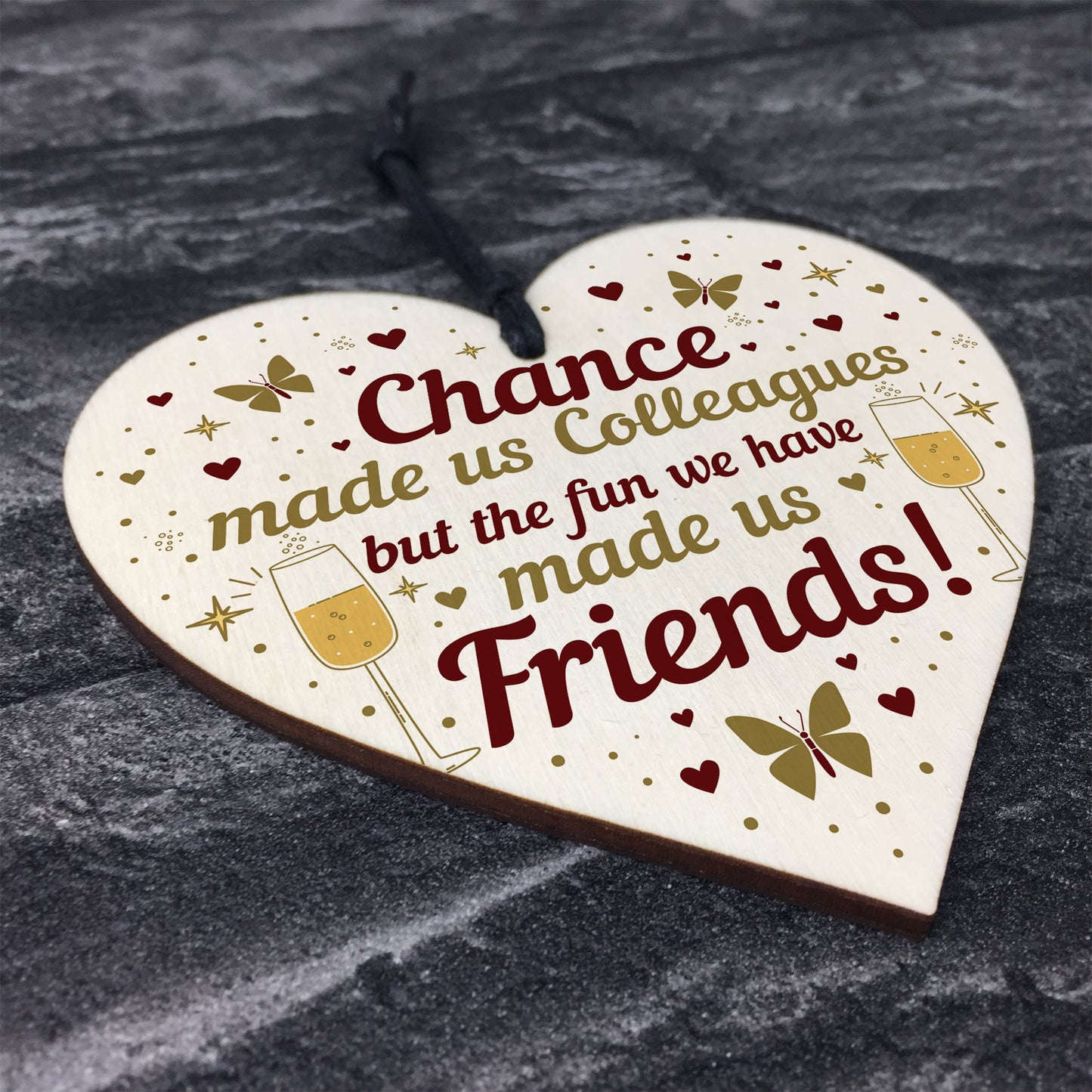 Chance Made Us Colleagues Leaving Gift Wood Heart Work Colleague