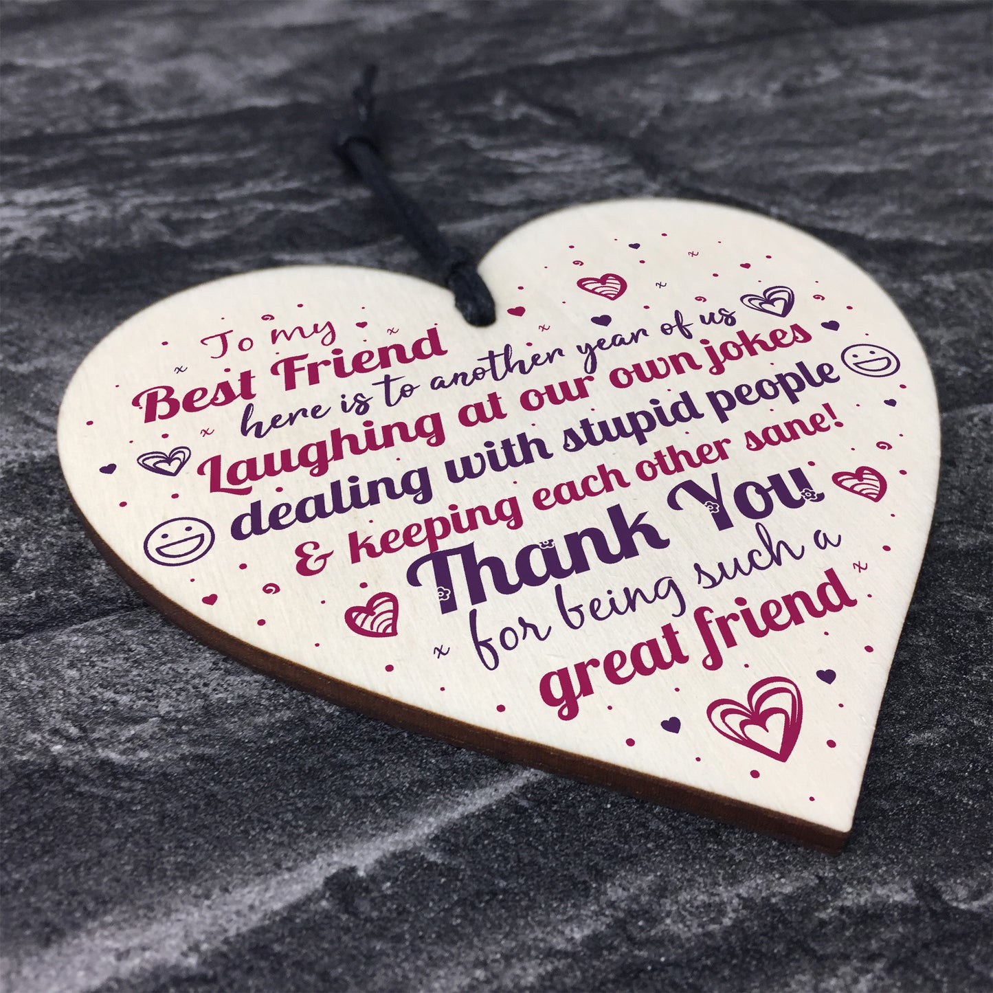 Best Friend Friendship Handmade Wood Heart Plaque Keepsake Gift