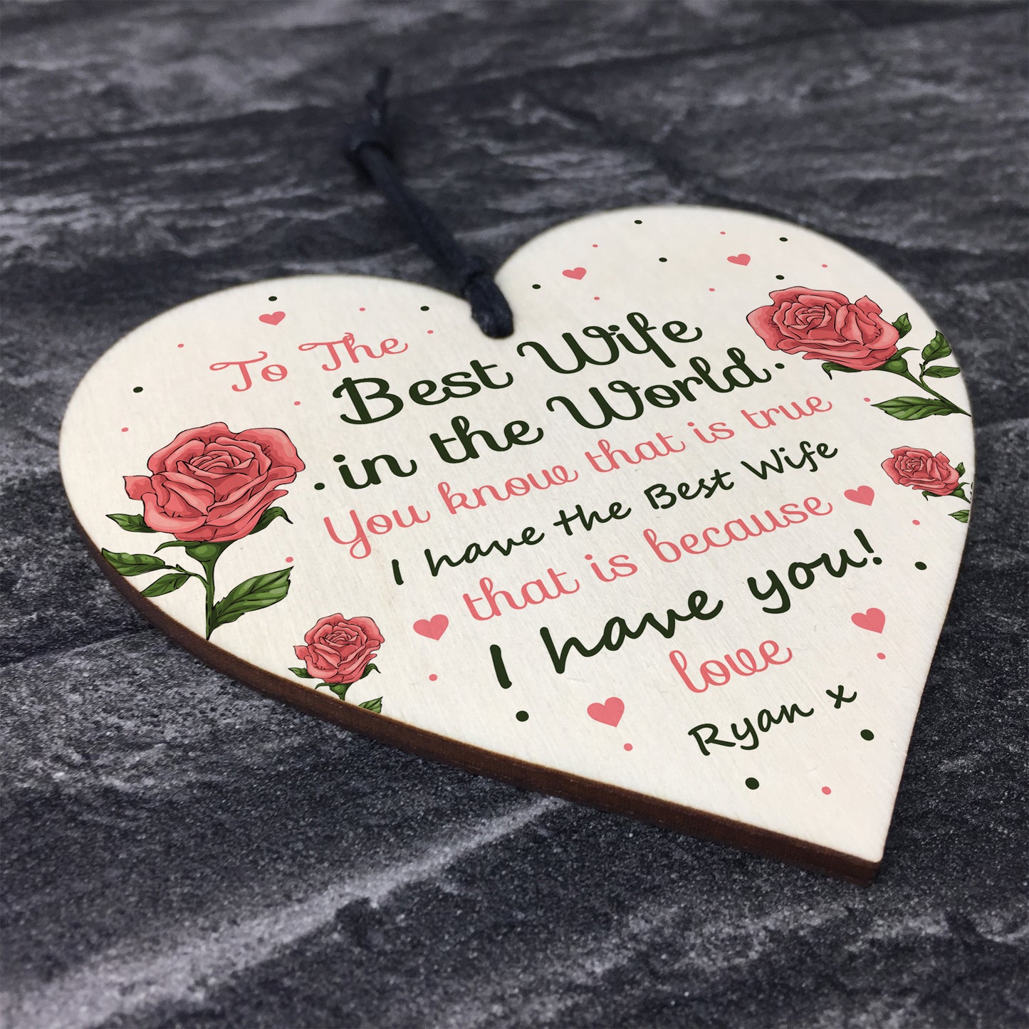Best Wife Gift Wooden Heart Wife Birthday Christmas Anniversary