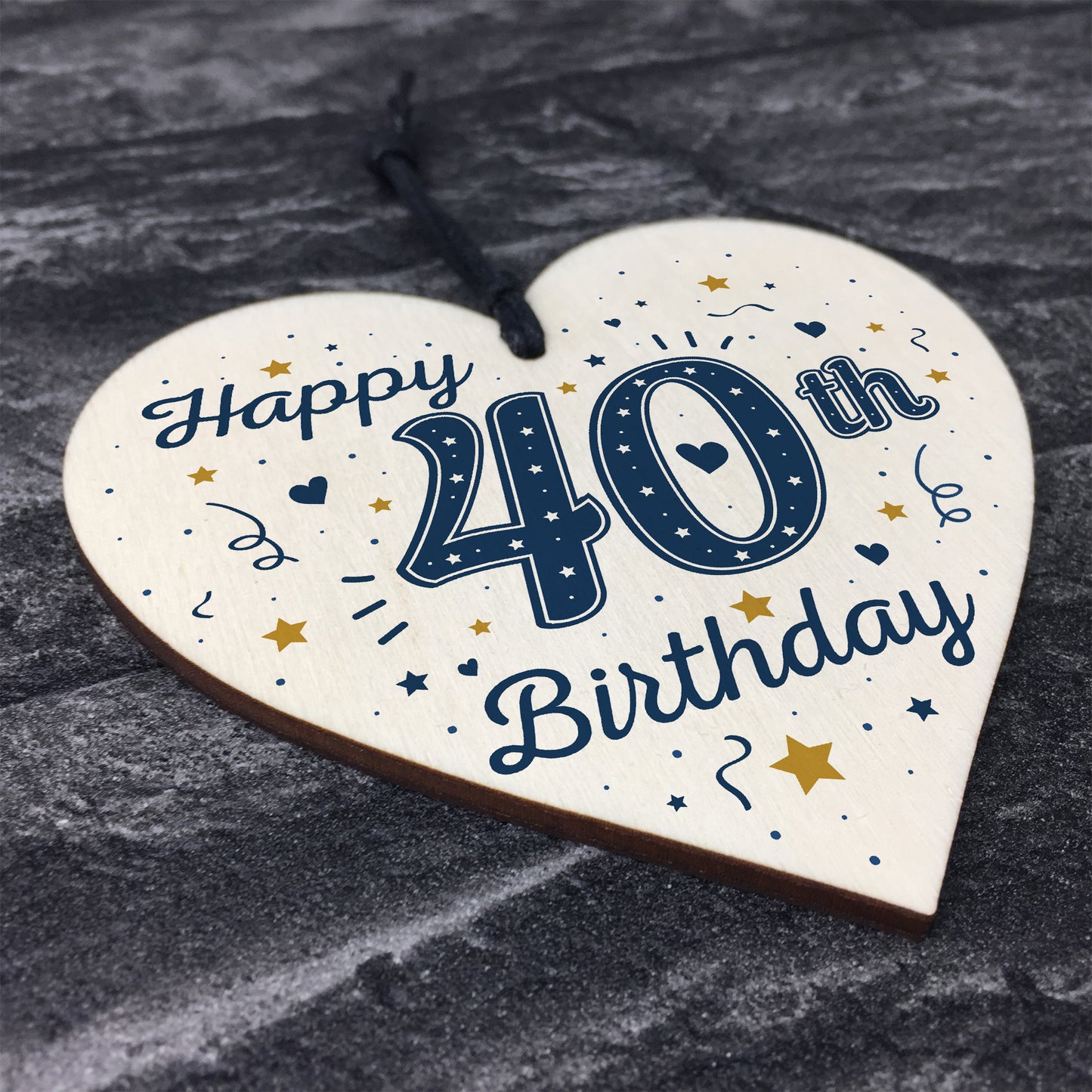 Happy 40th Birthday Handmade Wooden Heart Friendship Gift