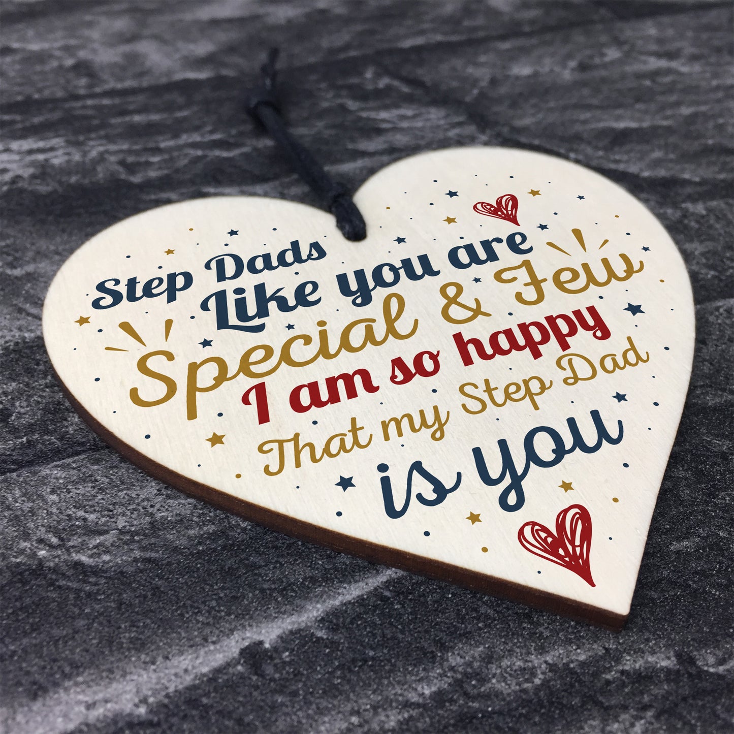 Step Dad Father Gift Christmas Birthday Gift Wood Heart Plaque