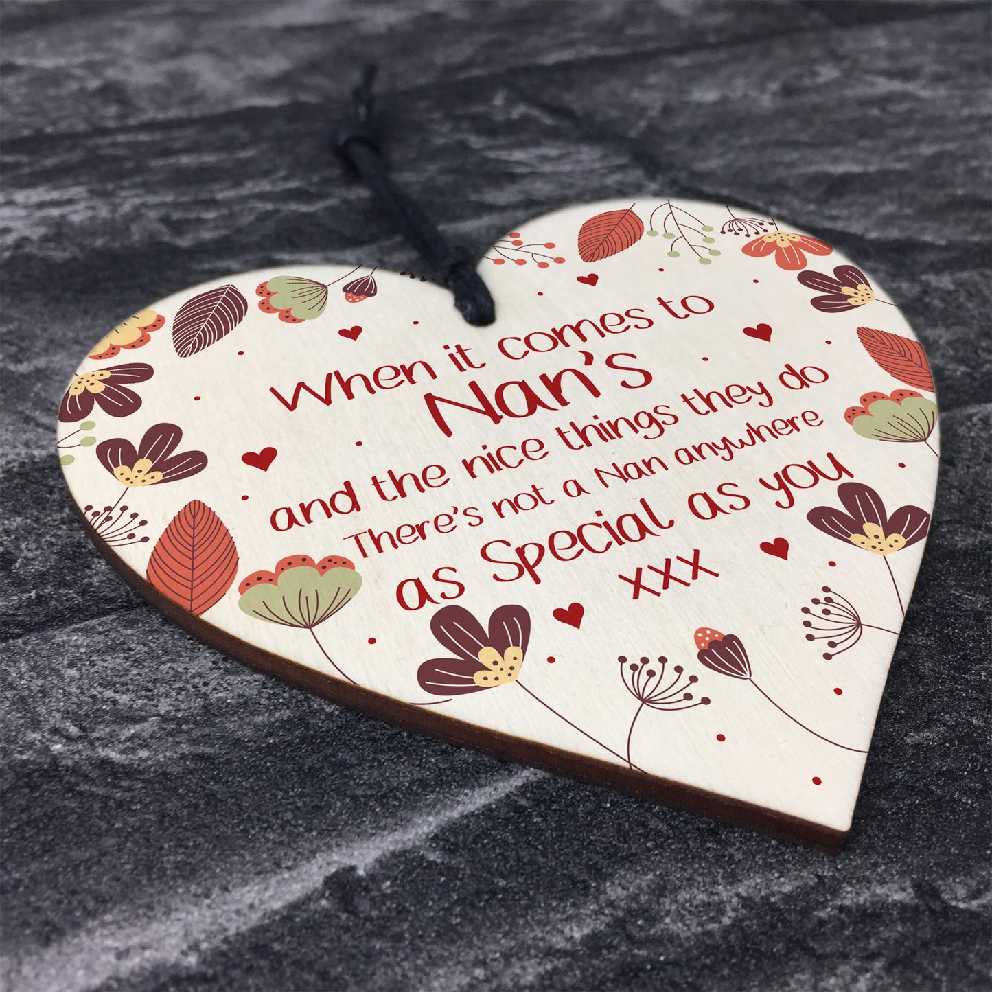 Gift For Nan Wooden Heart Birthday Christmas Gift For Nan