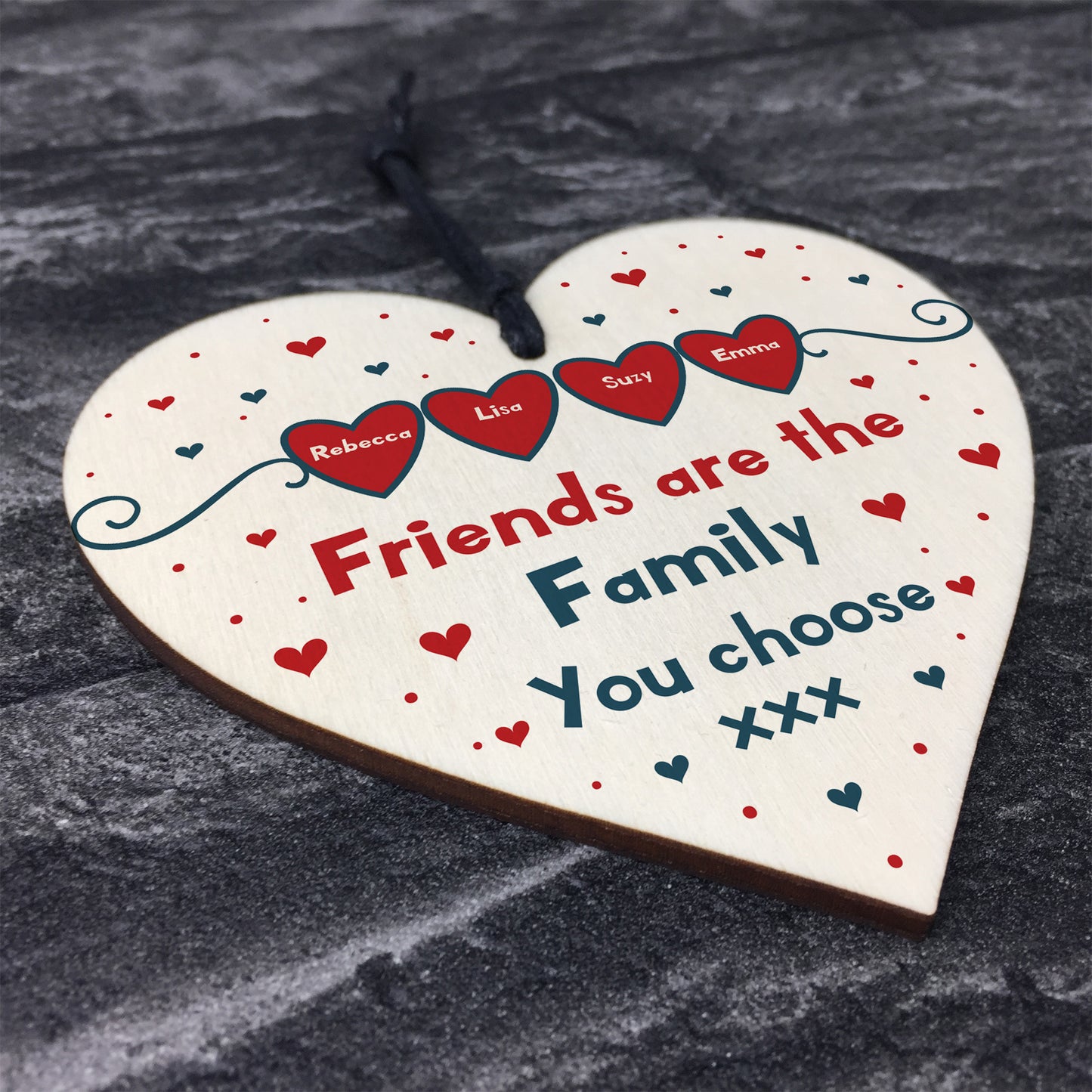 PERSONALISED Gift For Friend Birthday Xmas Wooden Heart