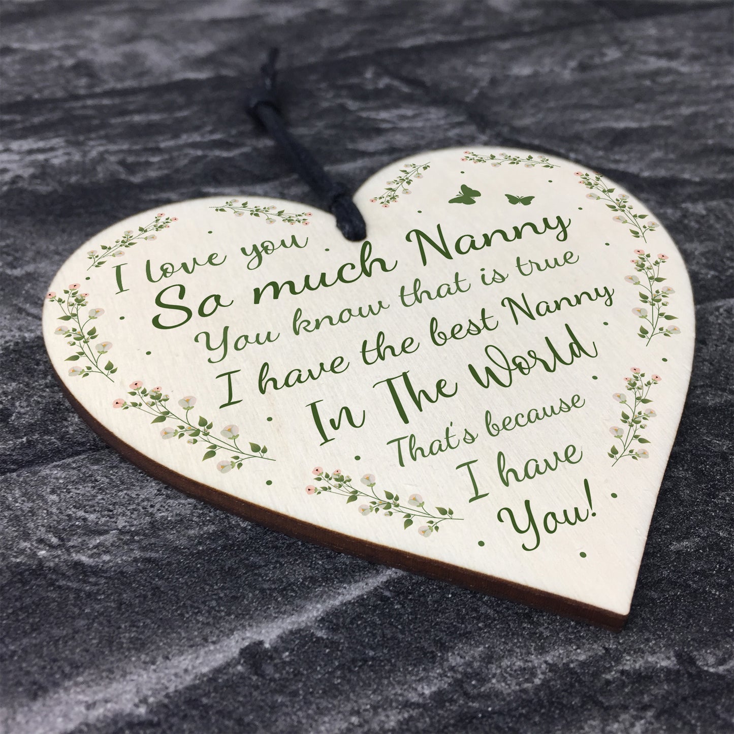 Nanny I Love You Wooden Heart Thank You Nan Gift For Birthday