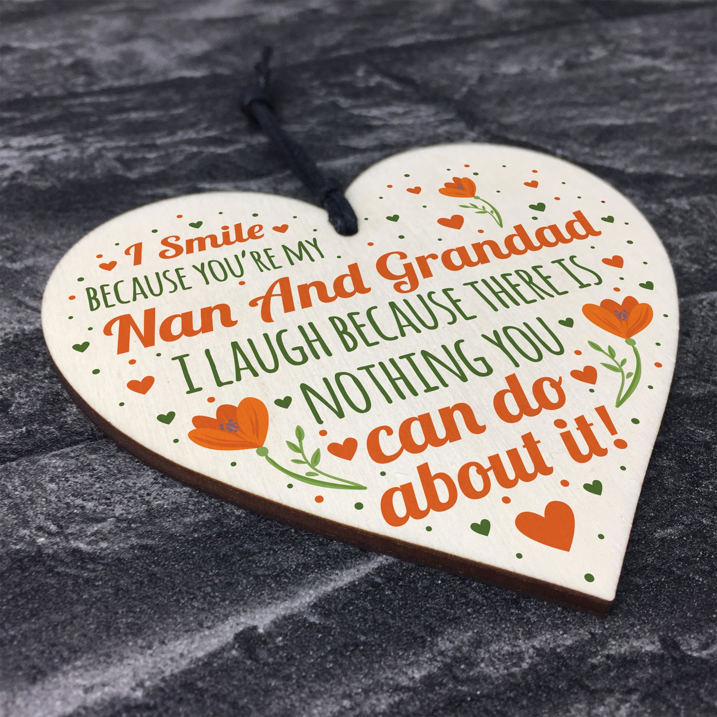 Nan and Grandad Birthday Christmas Card Gift Wood Heart Bauble
