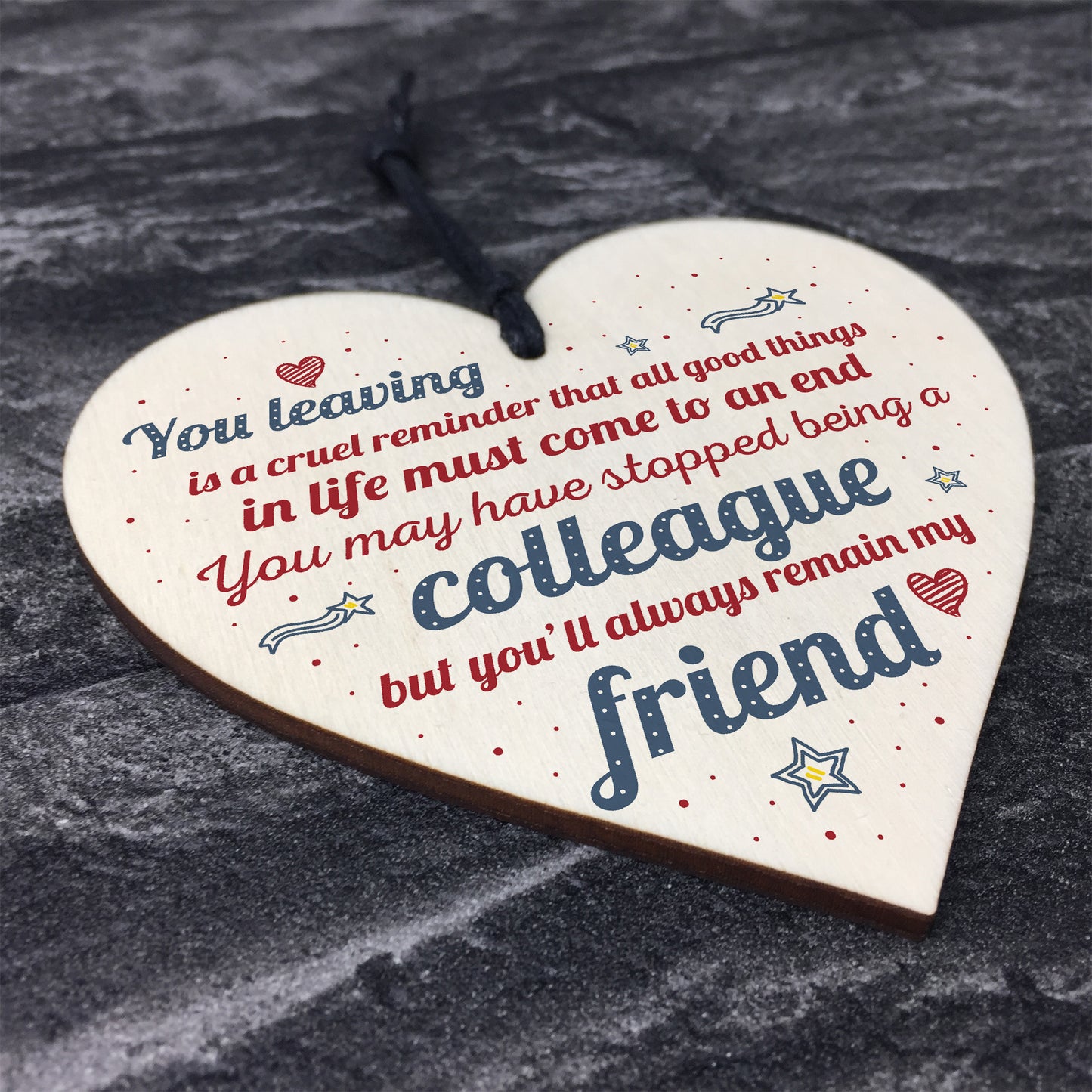 Colleague Gift Friendship Friend Wood Heart Plaque Leaving Gift