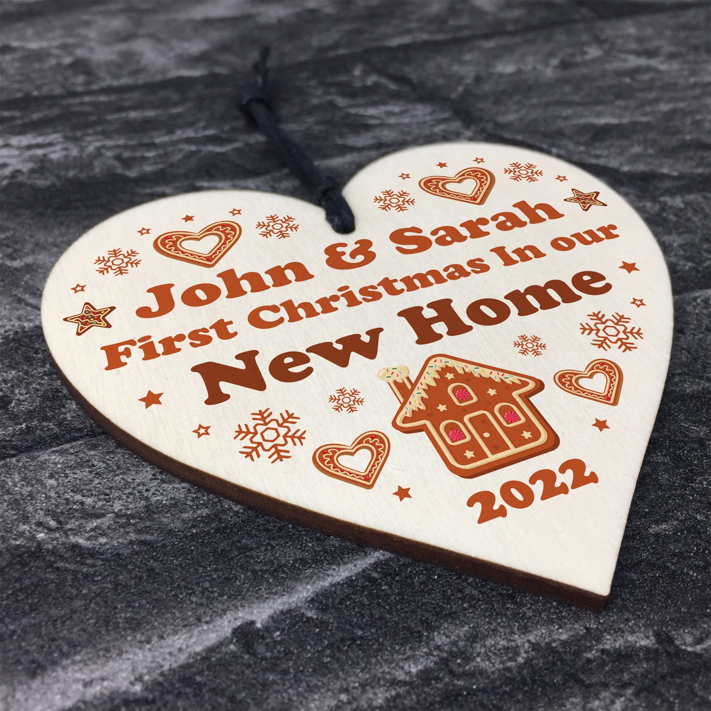 First Christmas In NEW HOME Personalised Wood Heart Christmas