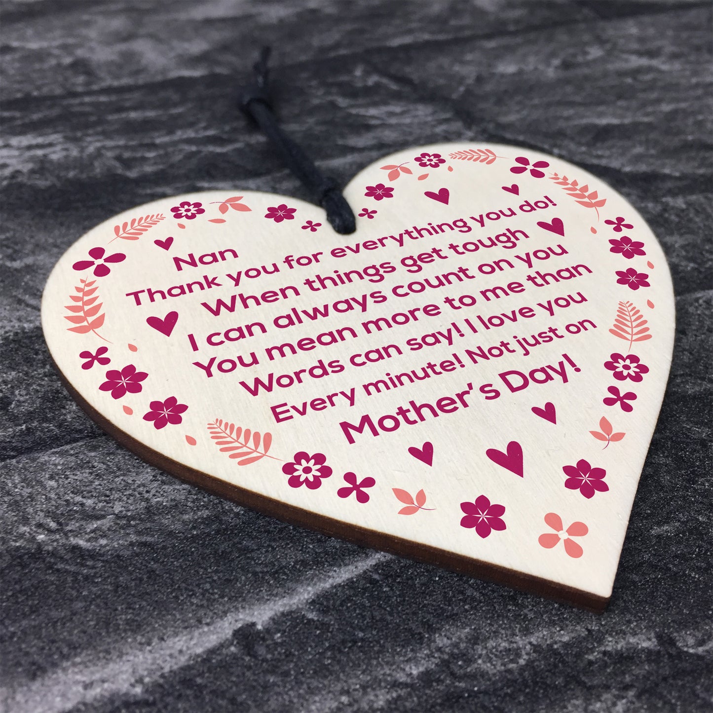 Mothers Day Gift For Nan Wood Heart Thank You Gift For Nan