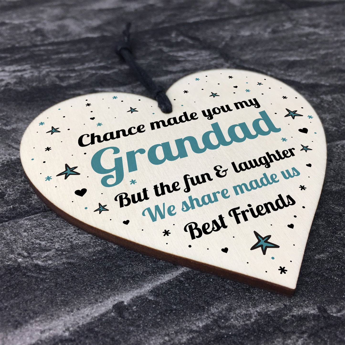 Grandad Gift For Best Friend Wood Heart Grandad Birthday Xmas