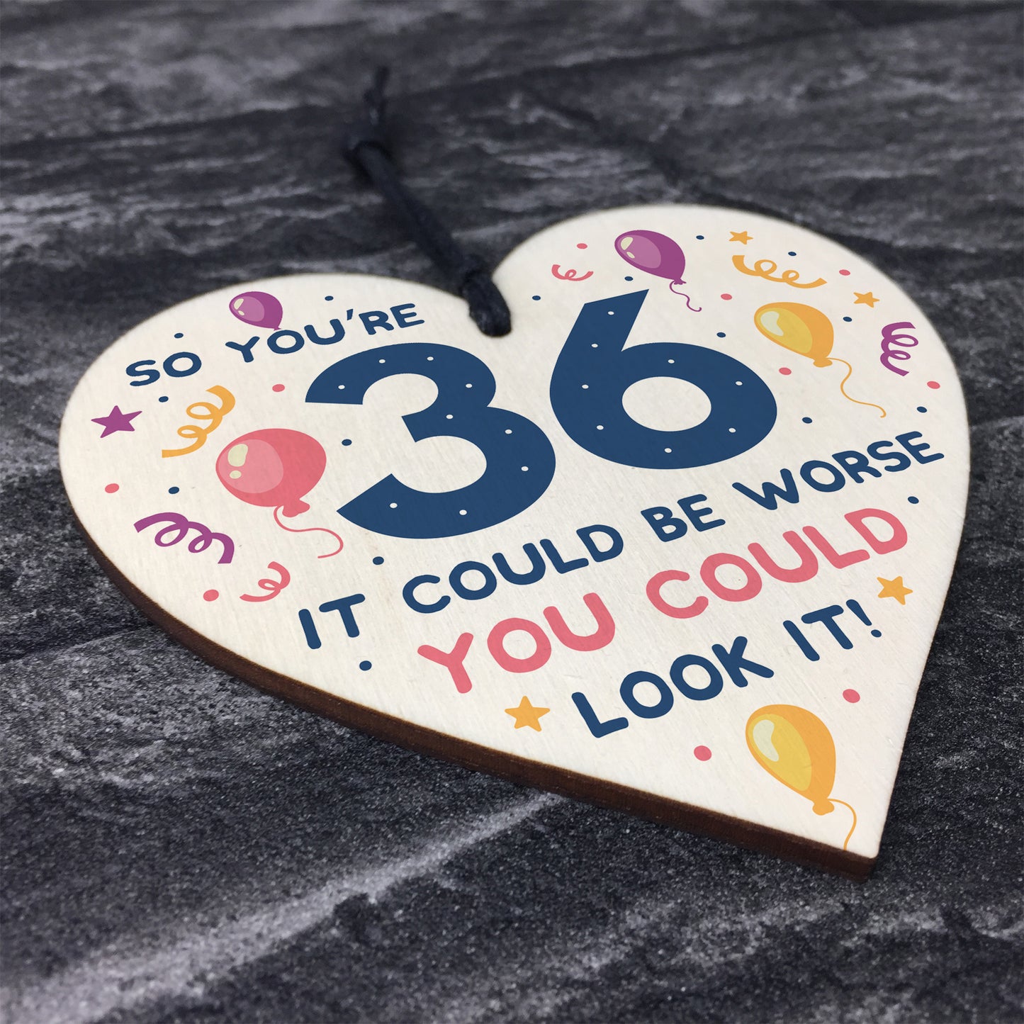 Novelty 36th Birthday Gifts Wood Heart Sign Funny Present