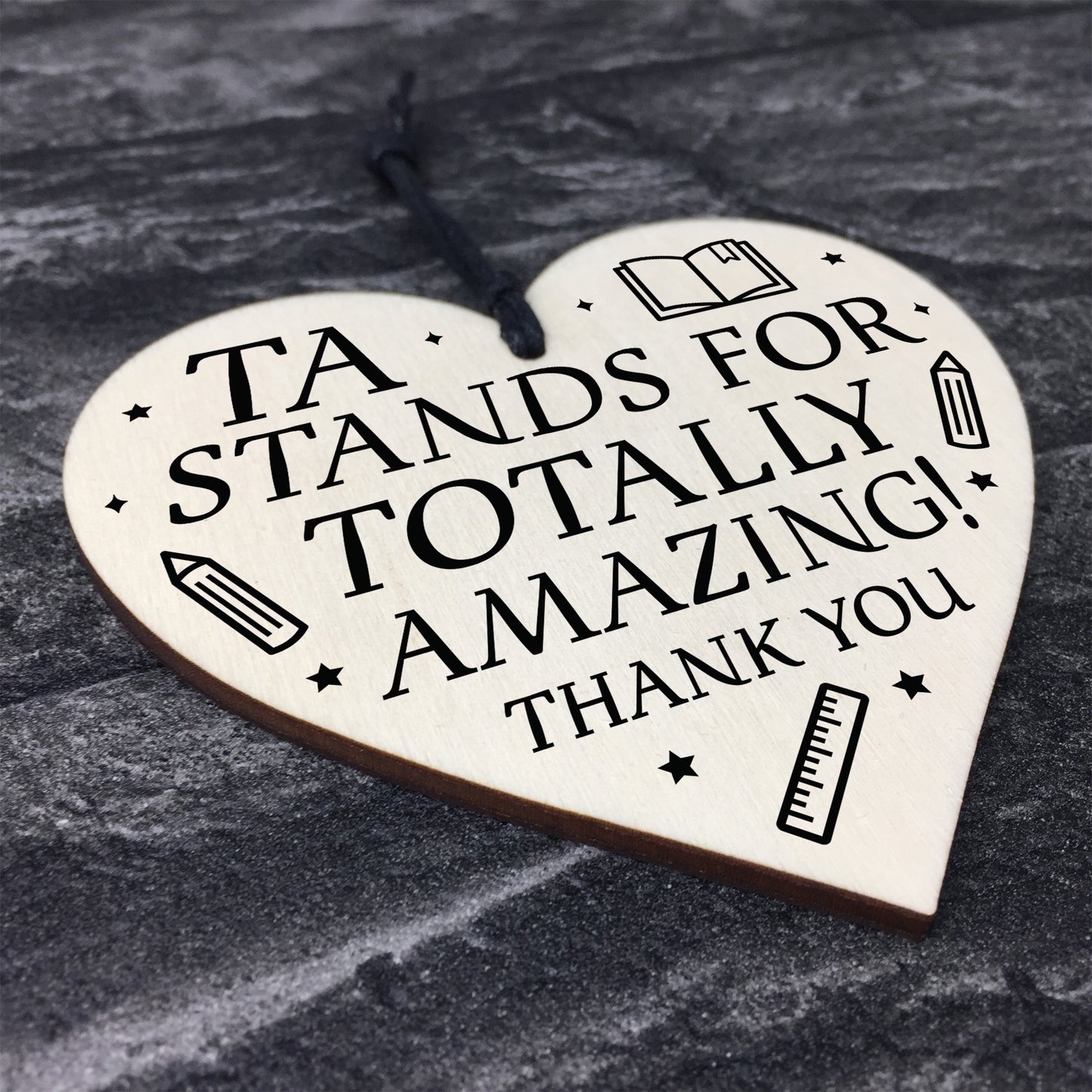 Teaching Assistant TA Gifts Wooden Heart End Of Term Leaving