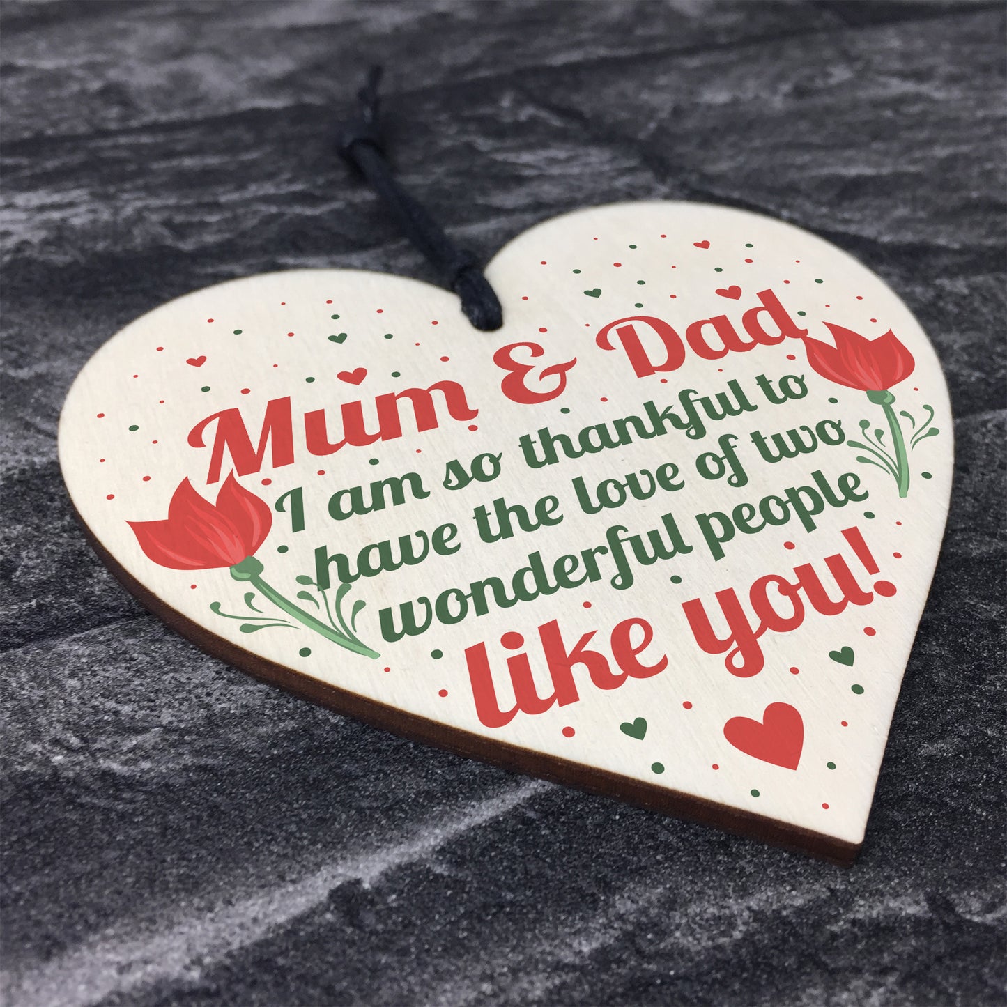 Mum And Dad Joint Gifts Wood Heart Birthday Christmas Thank You