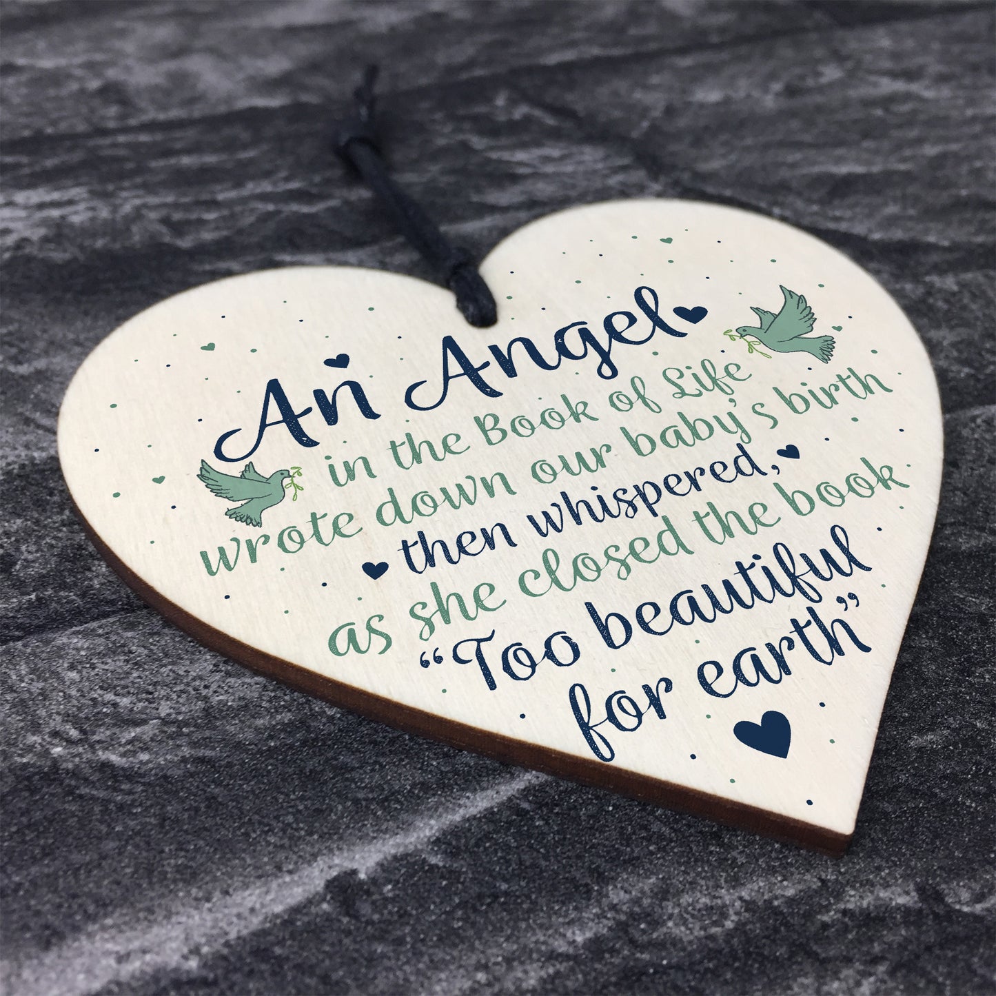 Angel Baby Memorial Gifts Wooden Heart Plaque Bereavement Sign
