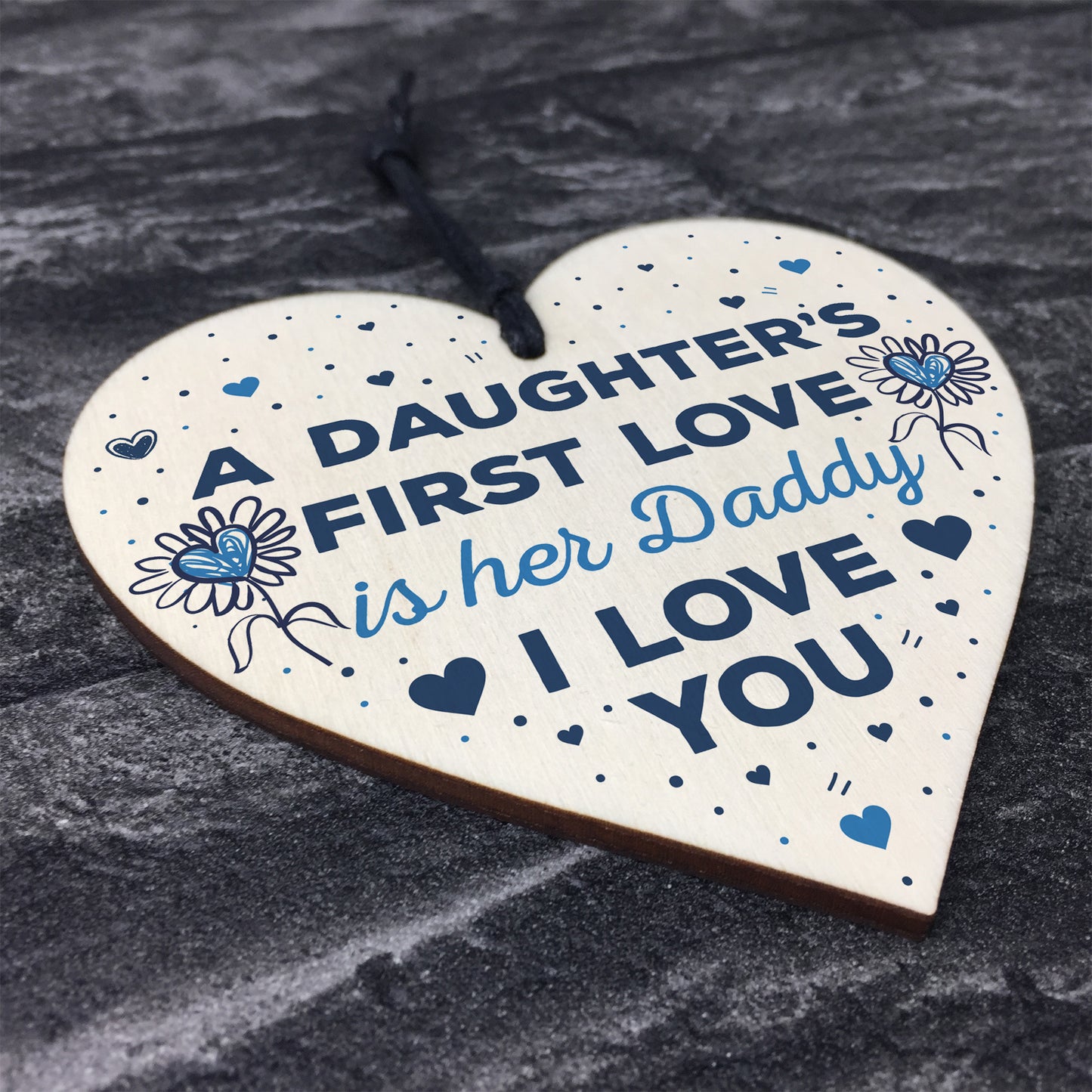 Love Daddy Dad Wooden Heart Happy Birthday Card Gift Thank You