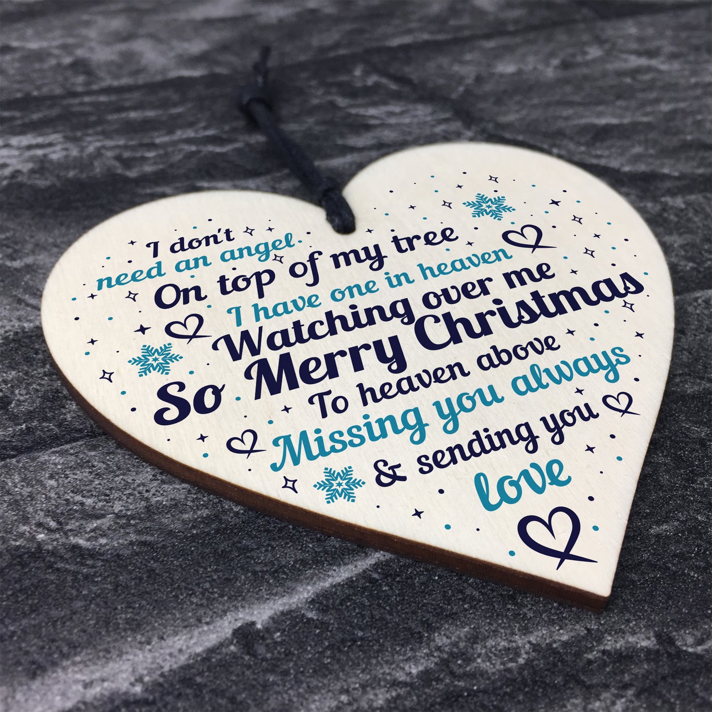 Memorial Christmas Decorations Xmas Tree Baubles Wood Heart