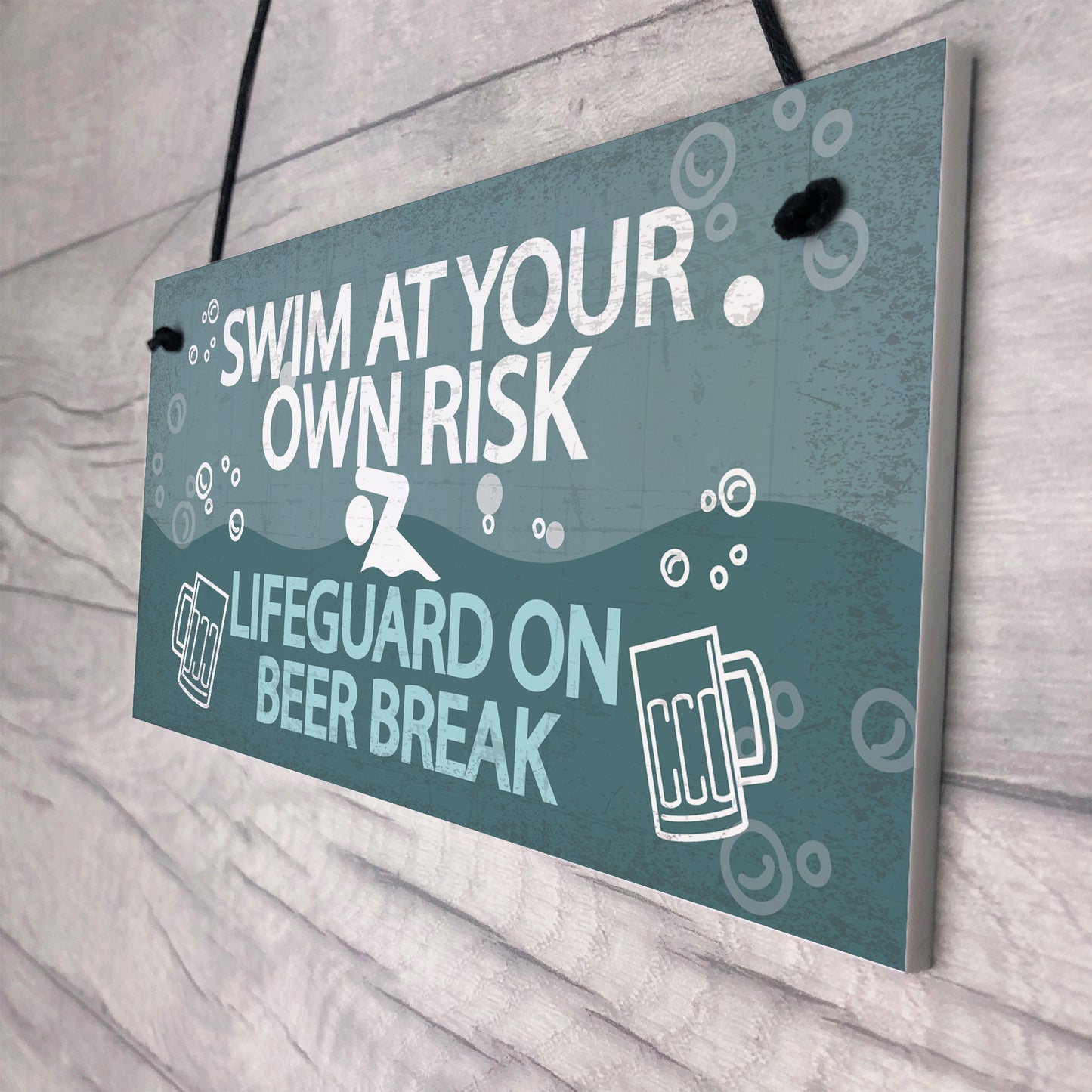 Funny Swim At Own Risk Hot Tub Pool Jacuzzi Garden Shed Plaque