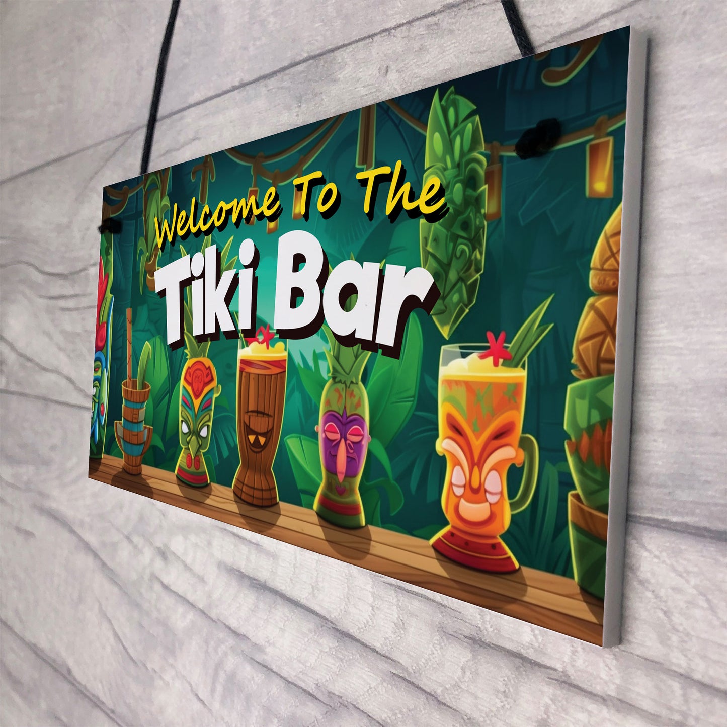 Tiki Bar Welcome Hanging Bar Pub Plaque Beer Cocktails Beach