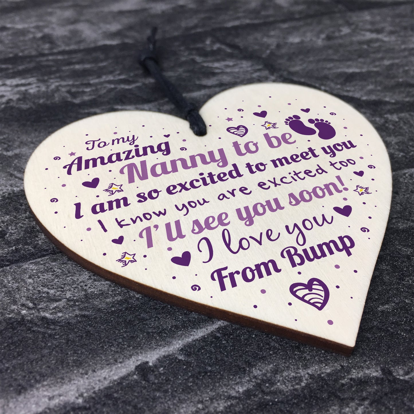 Nan Nanny To Be Gift Funny Novelty Wood Heart Baby Shower Gift