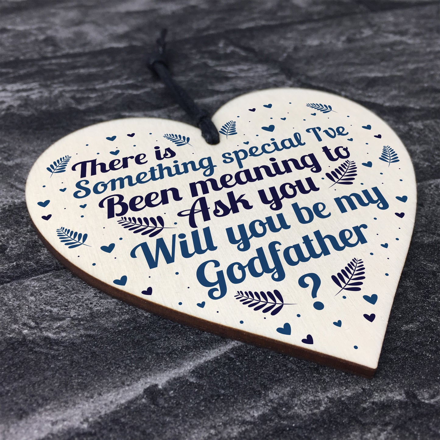 Handmade Will You By My Godfather Request Card Wooden Heart