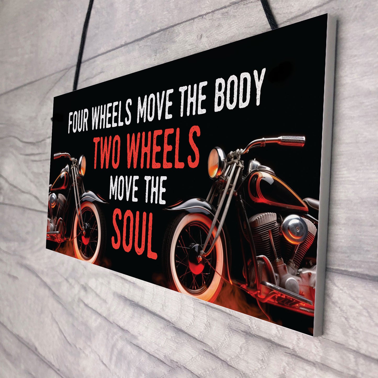 Vintage Motorcycle Sign Two Wheels Move The Soul Quirky Garage