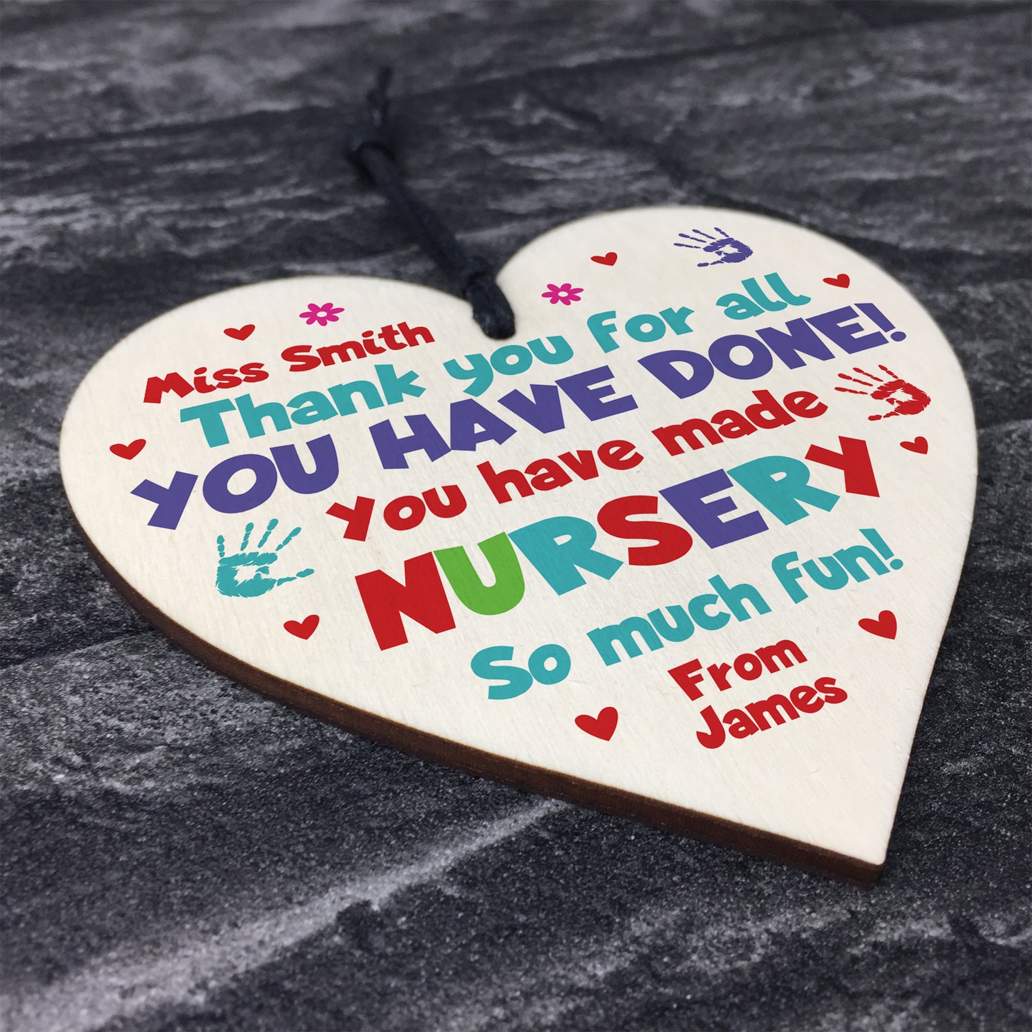 Nursery Teacher Gifts PERSONALISED Wooden Heart Leaving