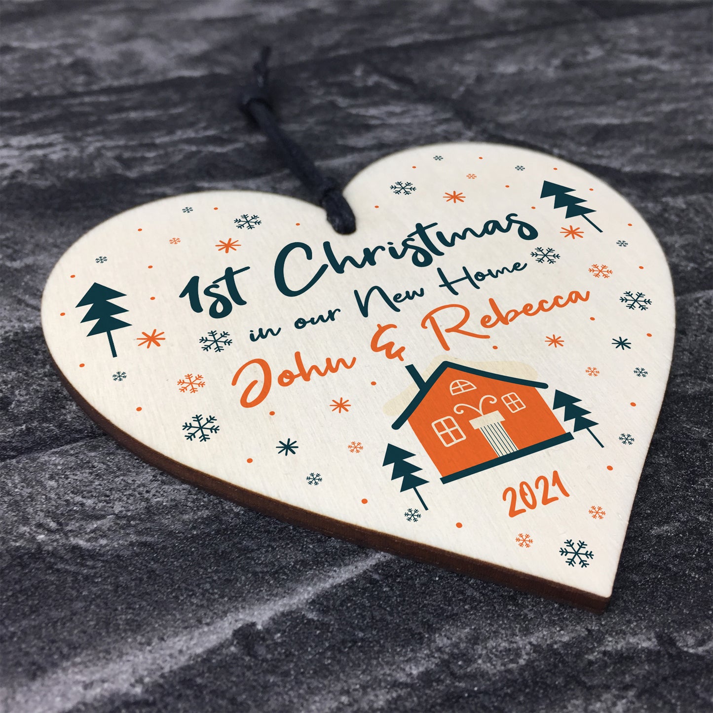 New Home Bauble 1st Christmas Tree Decoration Wood Personalised
