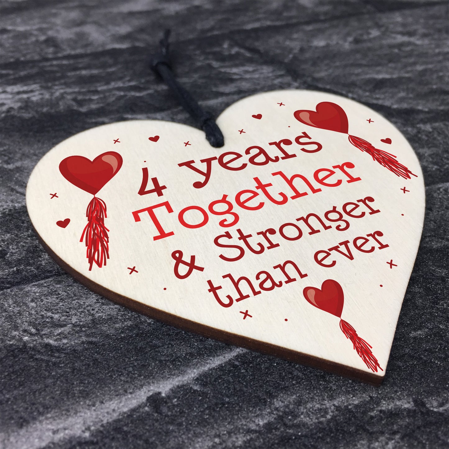 4th Anniversary Gift Wood Heart Perfect Gift For Husband Wife