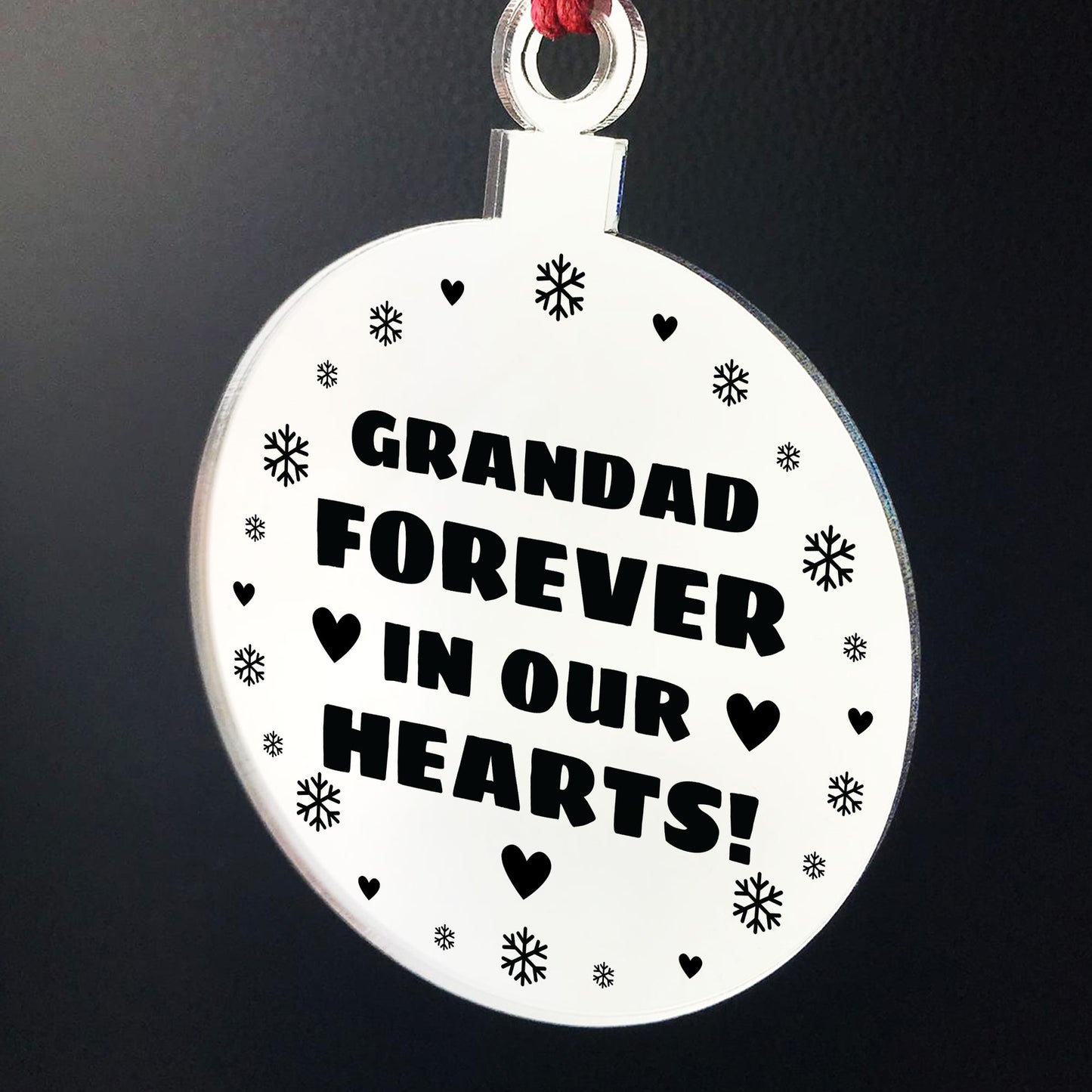Hanging Acrylic Memorial Christmas Decoration For Grandad