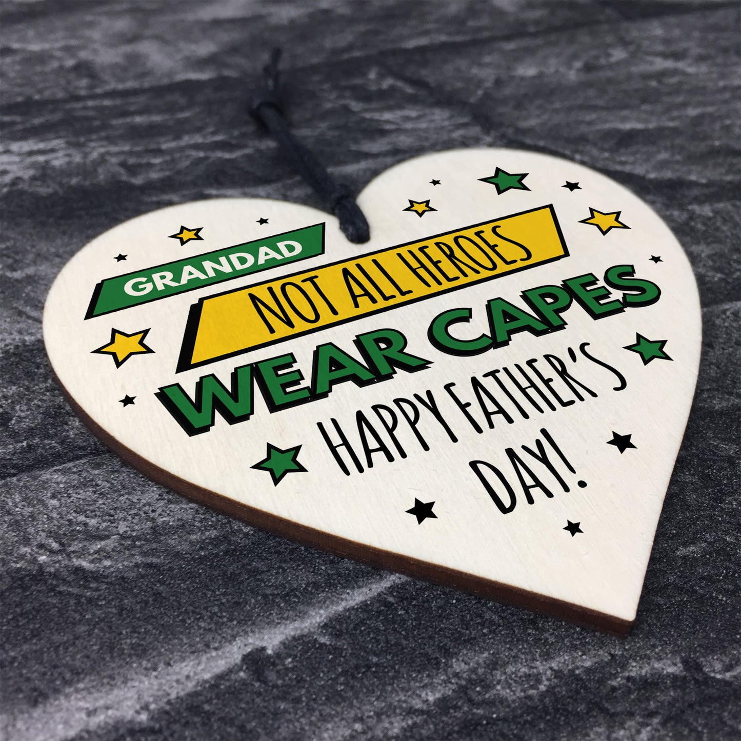 Grandad Gifts For Fathers Day Wood Heart Superhero Theme