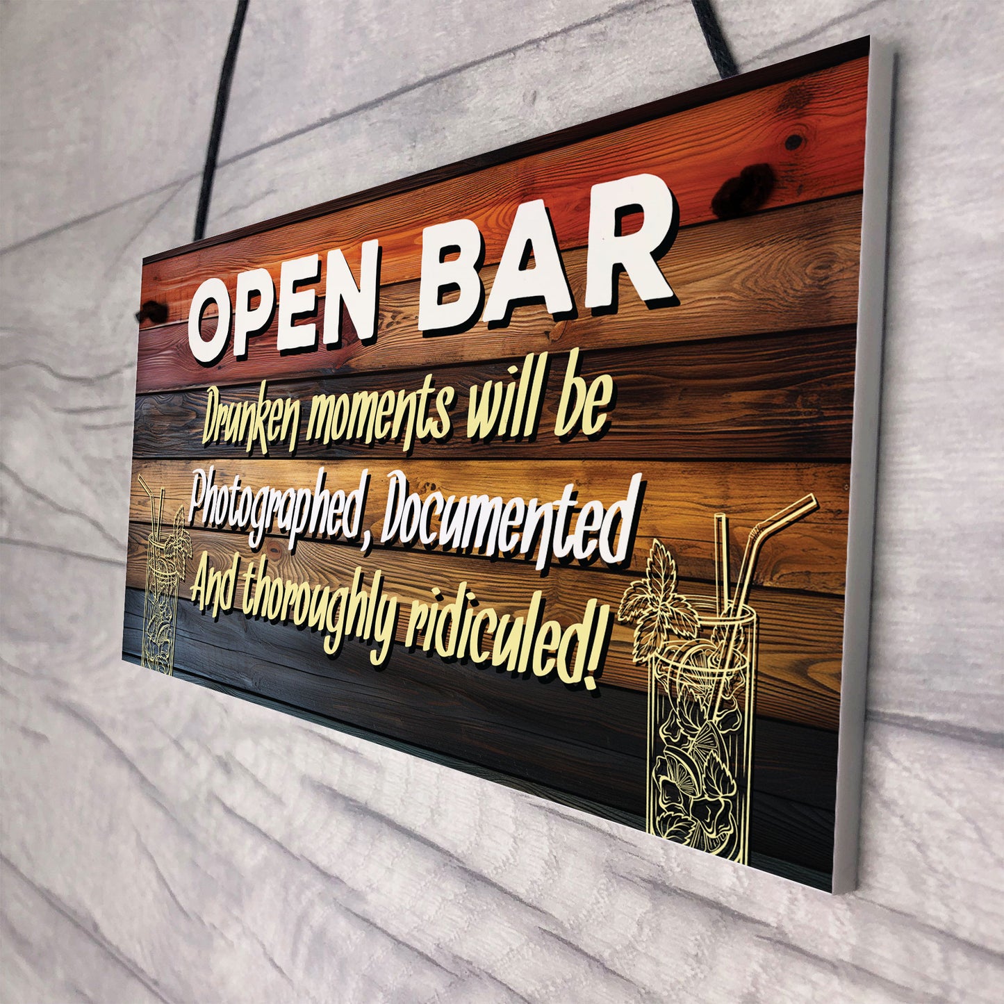 OPEN BAR Sign Novelty Home Bar Sign Pub Man Cave Sign Funny