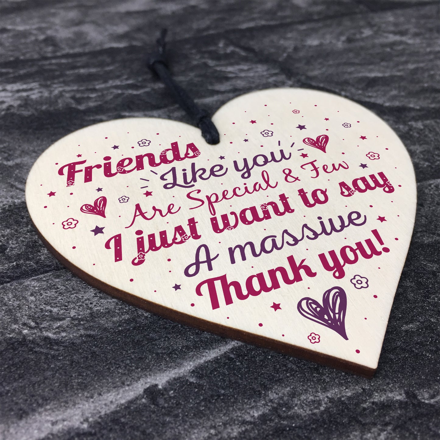 Friendship Best Friend Gift Wood Heart Plaque Birthday Thank You