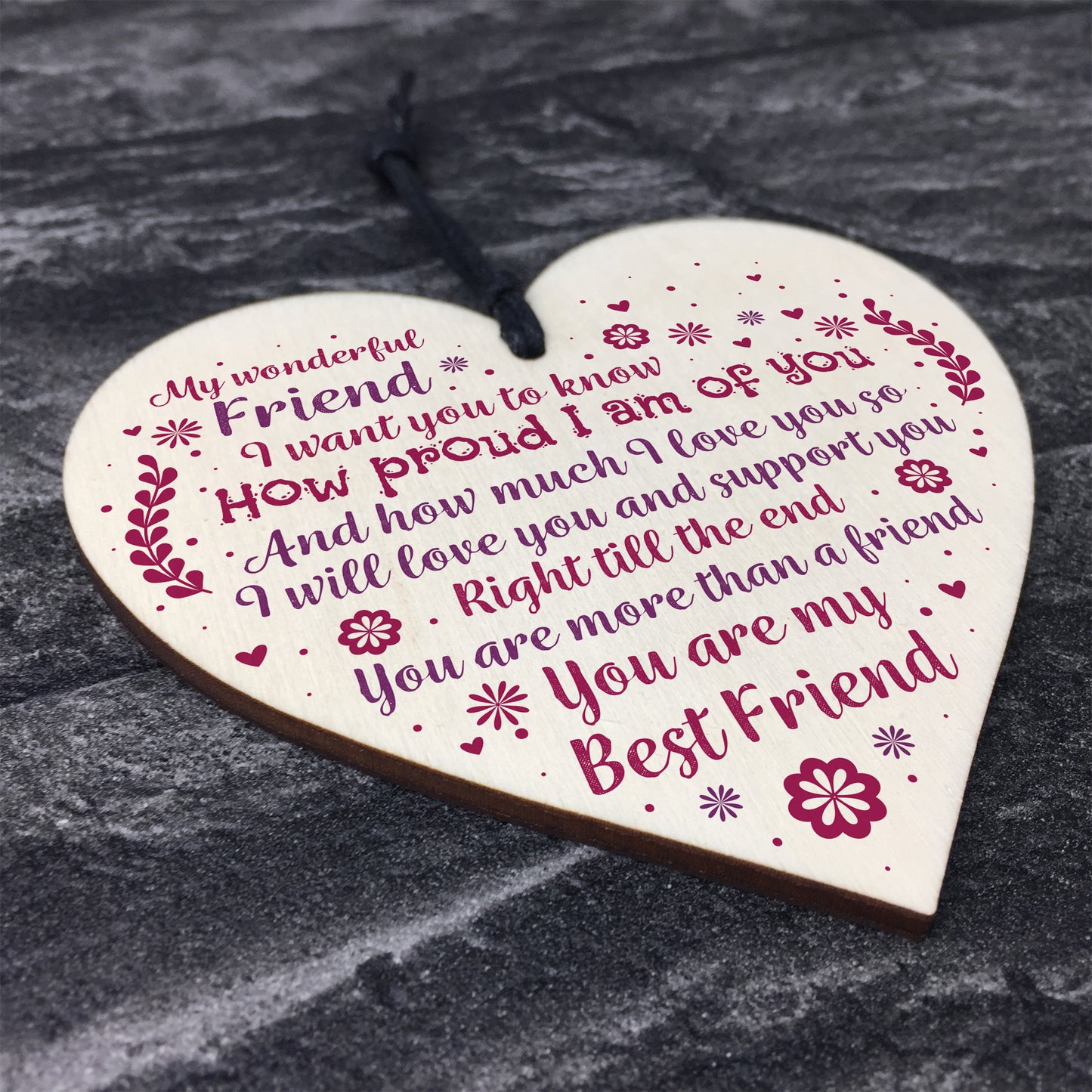 Best Friend Keepsake Gift Wood Heart Plaque Birthday Christmas