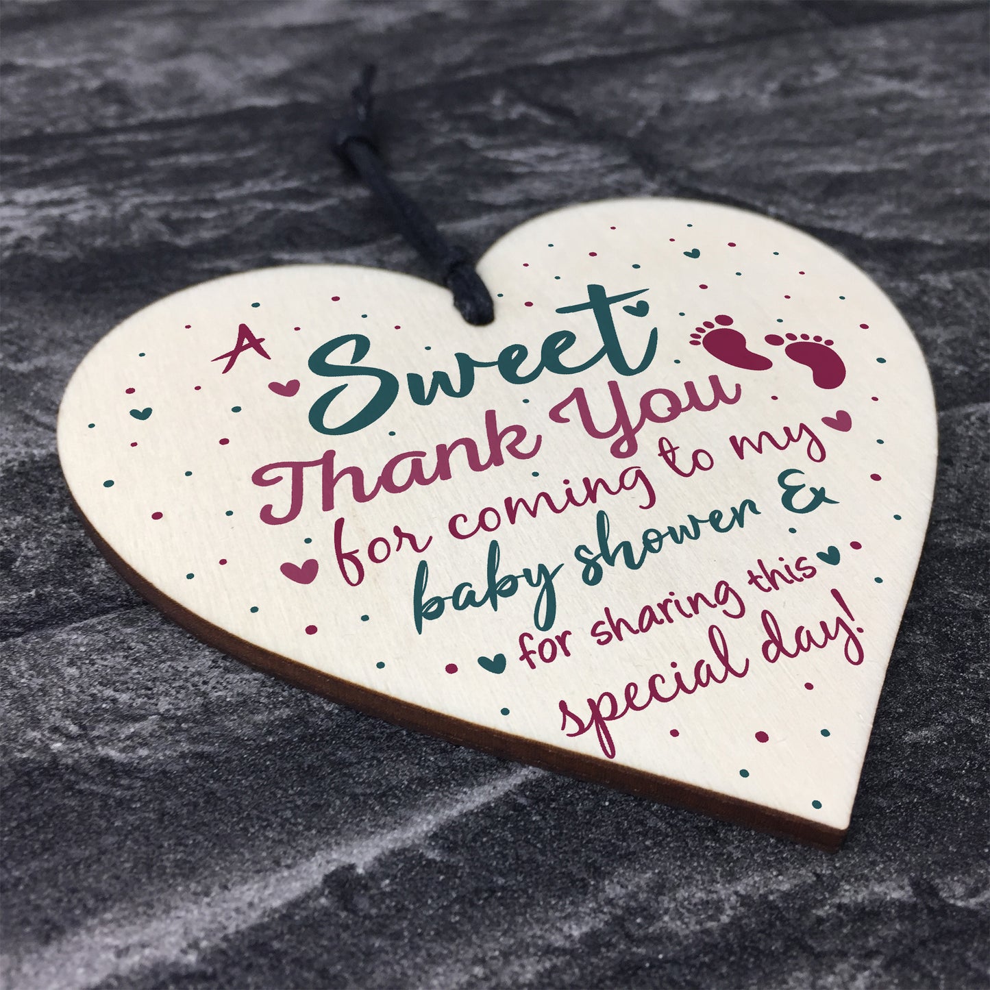 Baby Shower THANK YOU Wooden Heart Favour Tags Plaques