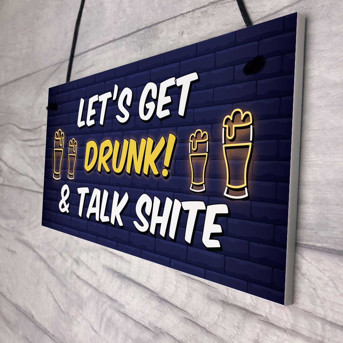 Funny Lets Get Drunk Hanging Home Bar Sign Alcohol Gift Beer