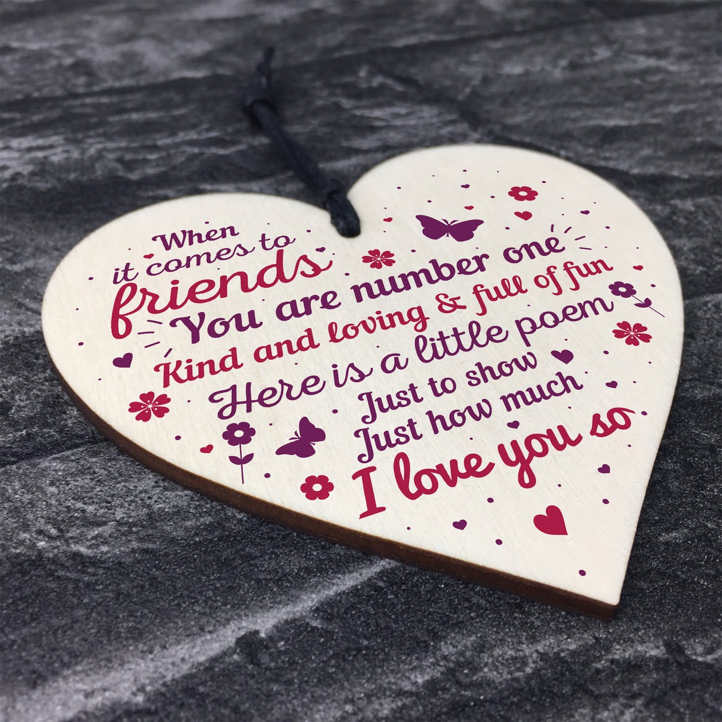 Friendship Wood Heart Plaque Gift Best Friend Thank You Keepsake