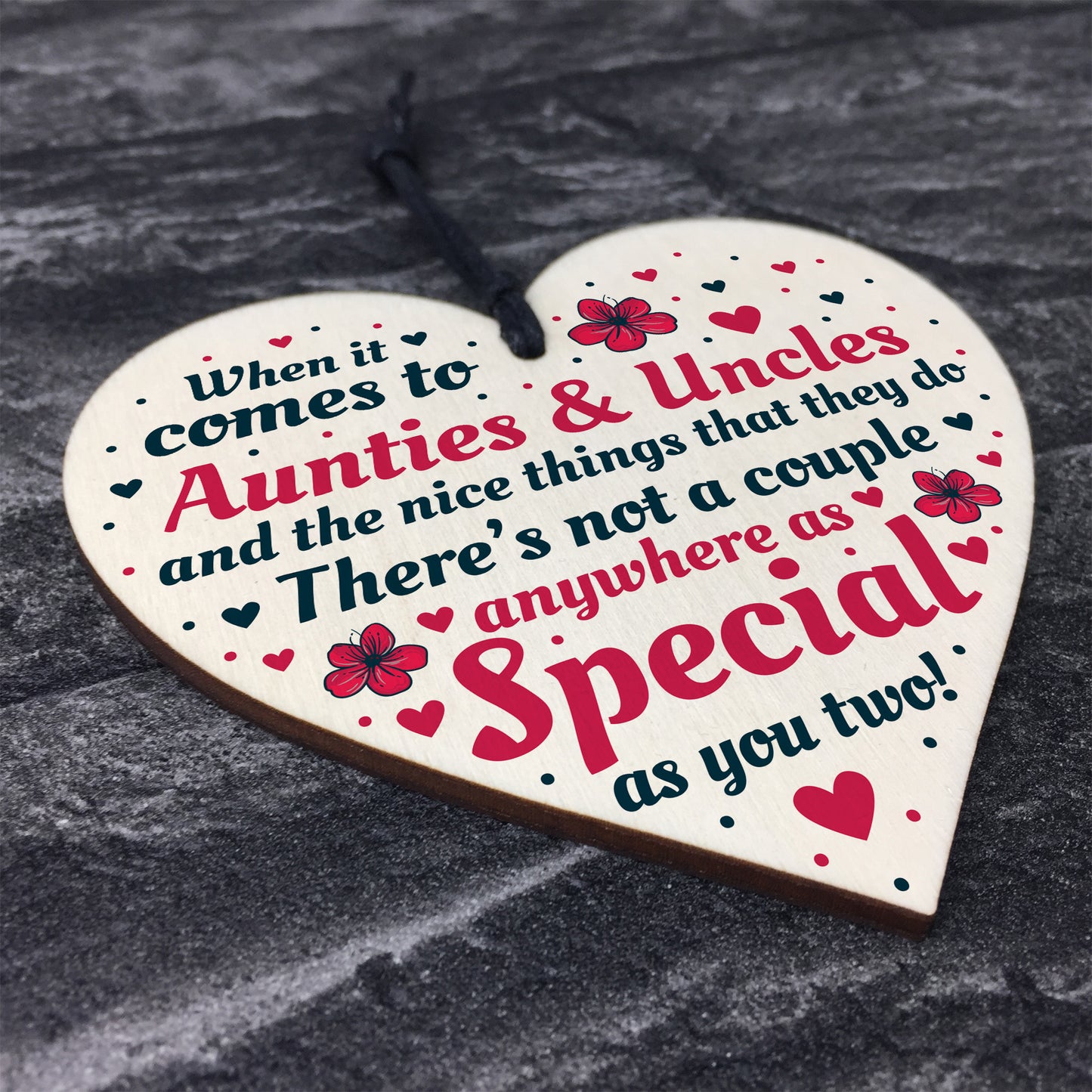 Handmade Gift For Auntie and Uncle Hanging Wooden Heart Birthday