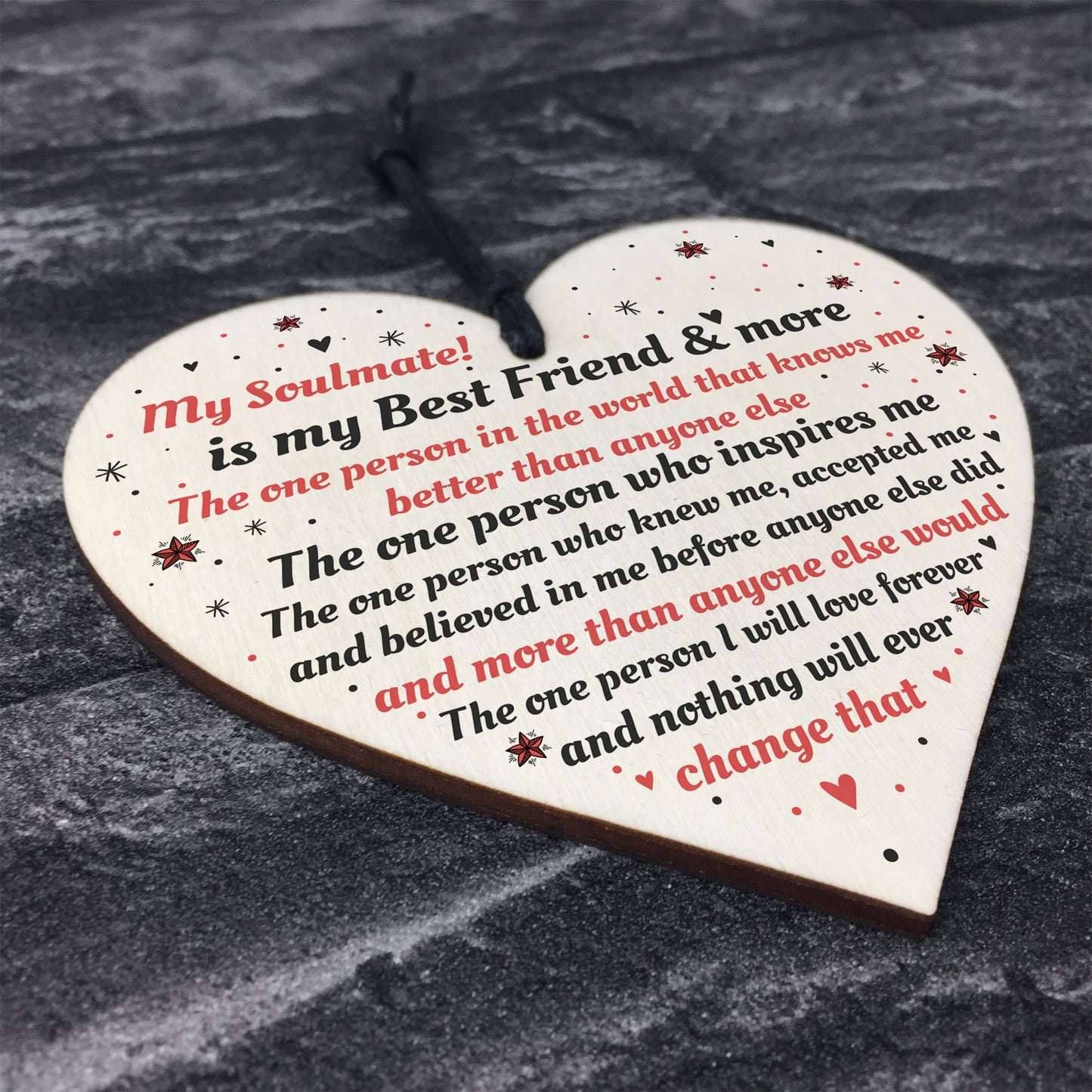 Soulmate Gift Wooden Heart Birthday Anniversary Gift For Him Her