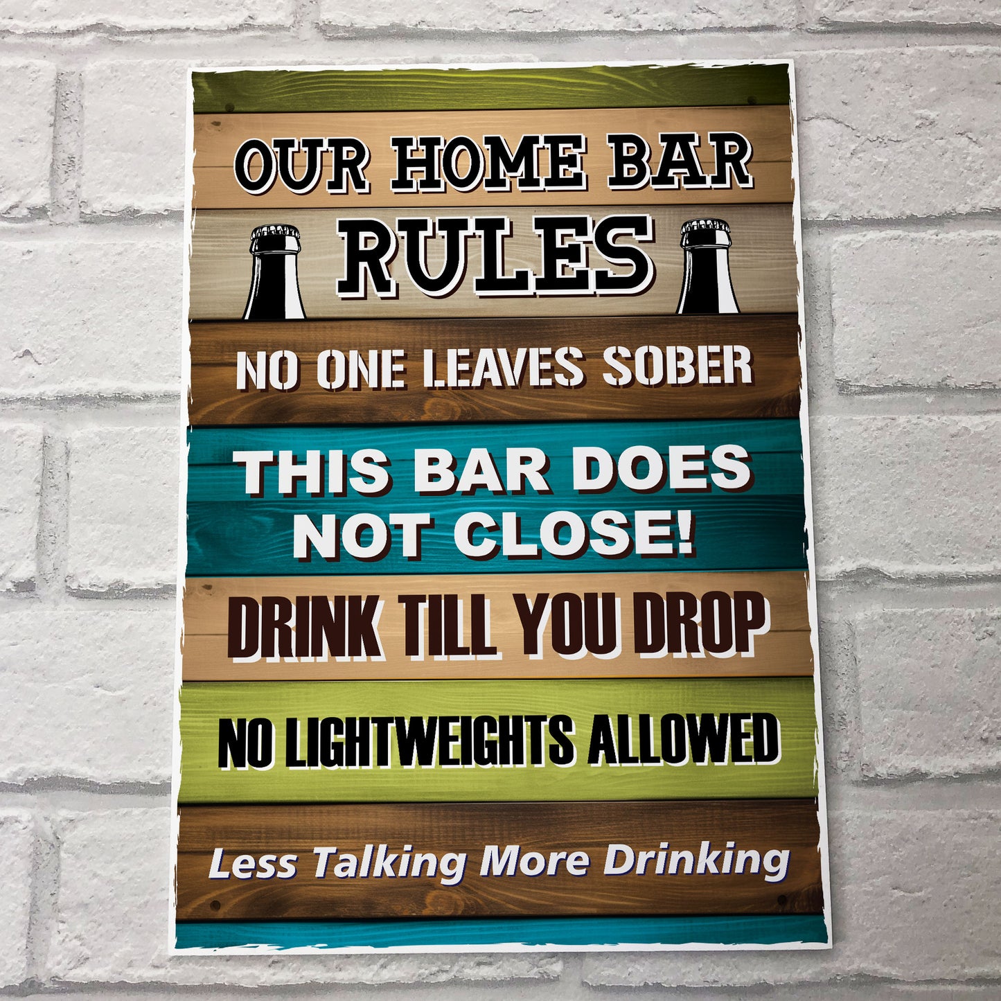 Our Home Bar Rules Funny Wall Sign Accessories for Home Bar Pub