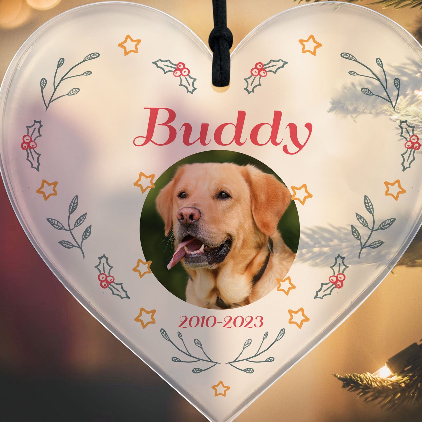 Dog Memorial Bauble Personalised Photo Christmas Tree Decoration