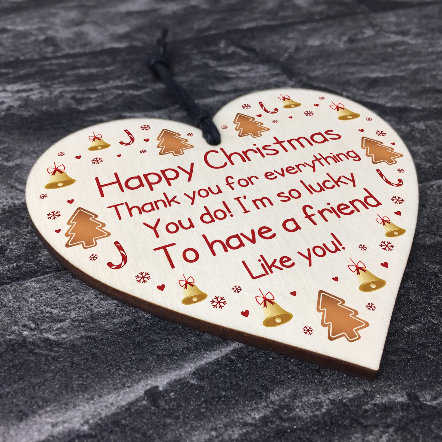 Happy Christmas Friendship Gift Wood Heart Gift For Friend