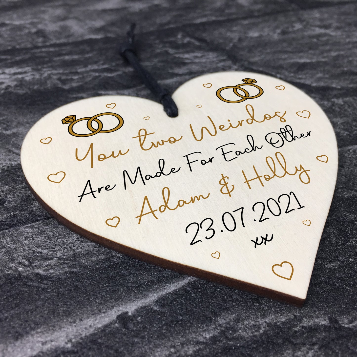 Funny Engagement Gifts For Friend Couple Personalised Wood Heart