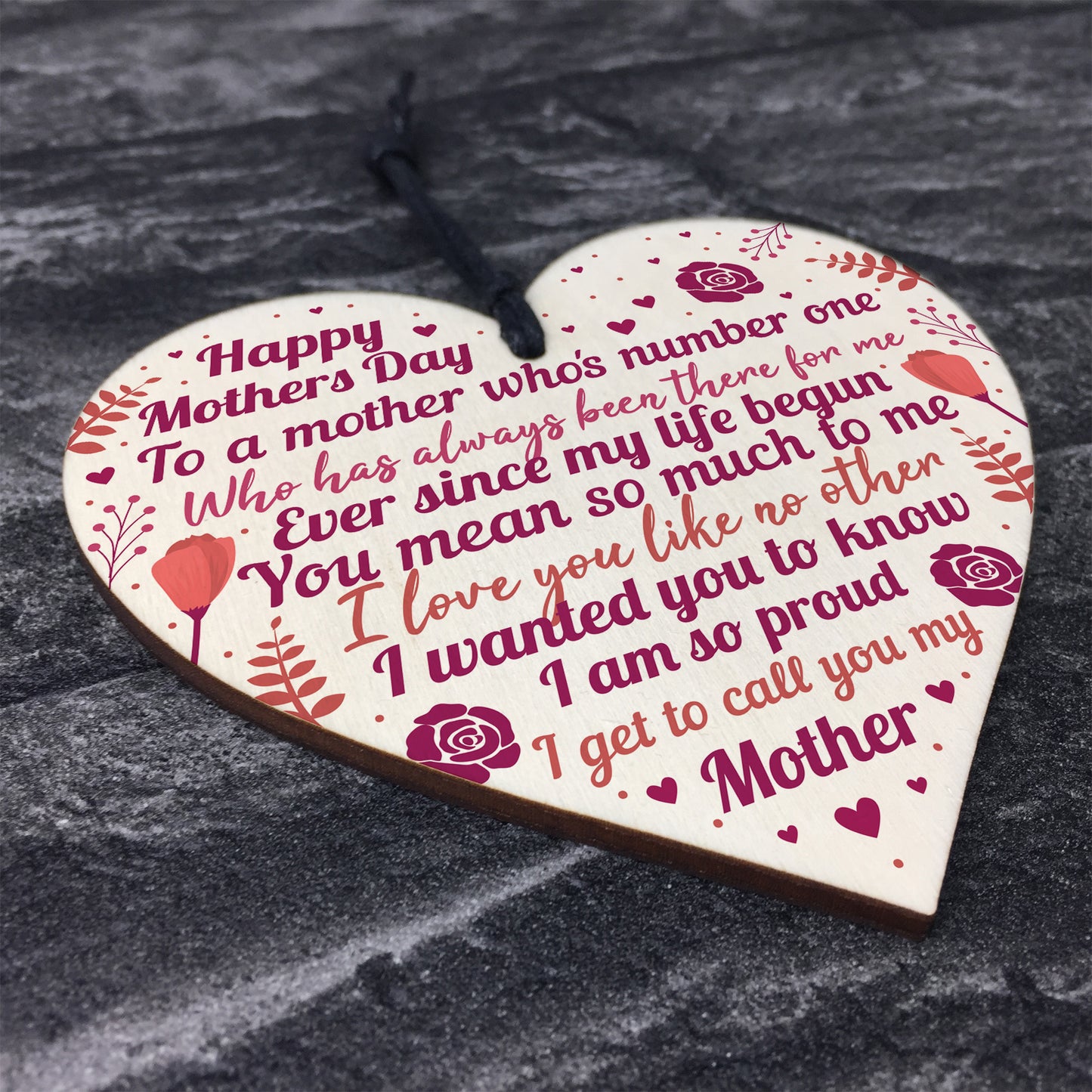 Mothers Day Gift For Mum Wood Heart Keepsake Love Thank You