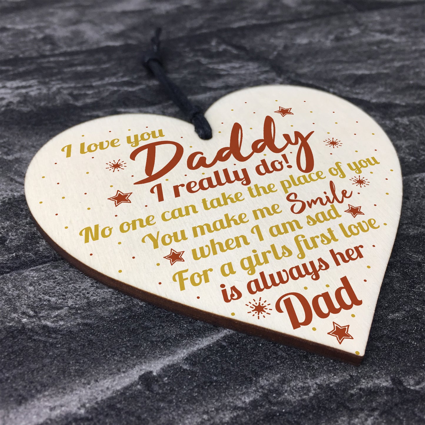Bump Gifts Wooden Heart Dad Daddy Father Baby Son Daughter Card