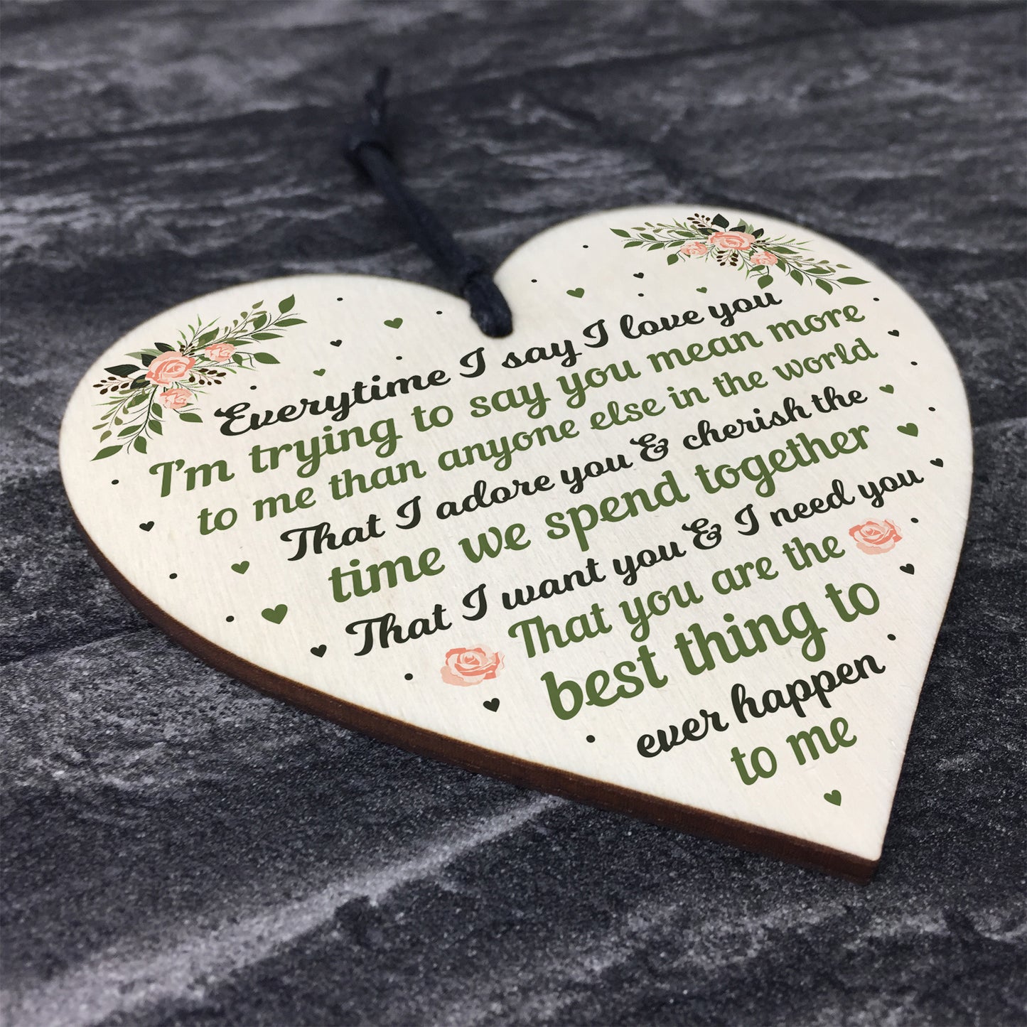 I Love You Plaque Wood Heart Special Anniversary Birthday Gift