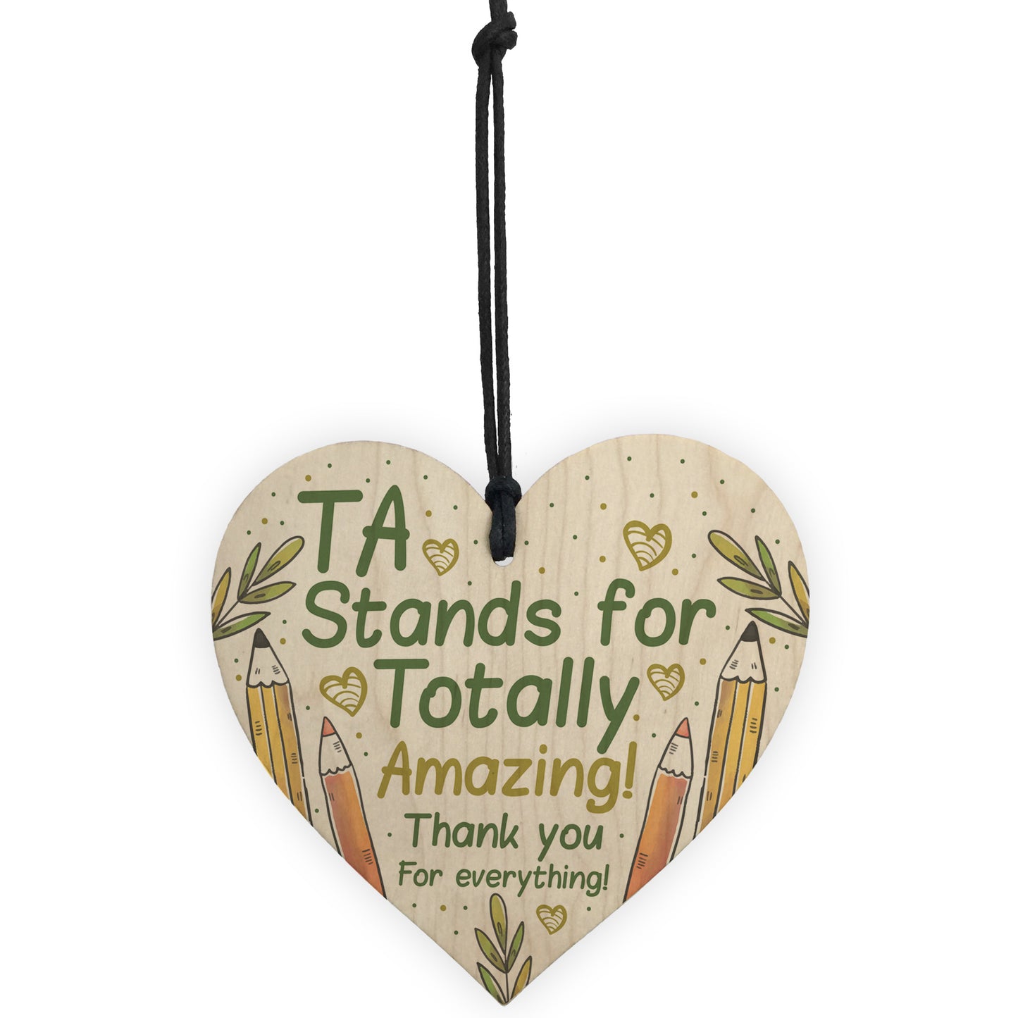 THANK YOU Card For Teaching Assistant TA Wooden Heart