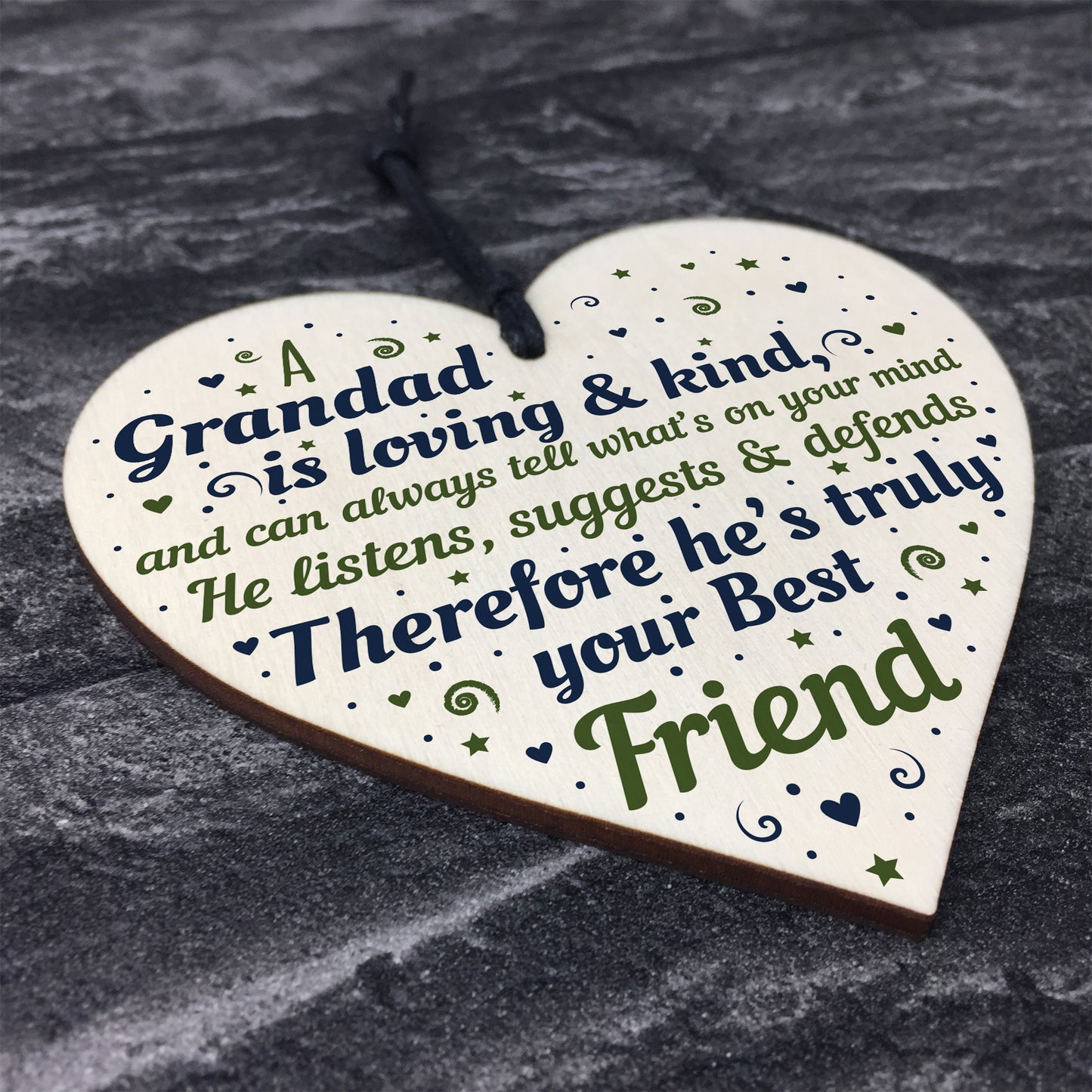 Grandad Christmas Birthday Gift Wooden Heart Sign Gift Keepsake