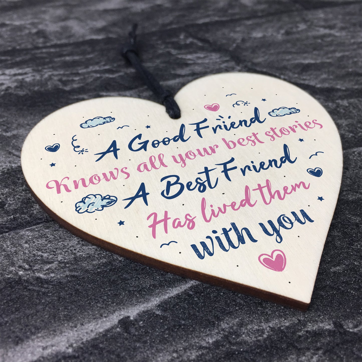 Best Friend Friendship Birthday Gift Handmade Wood Heart Plaque