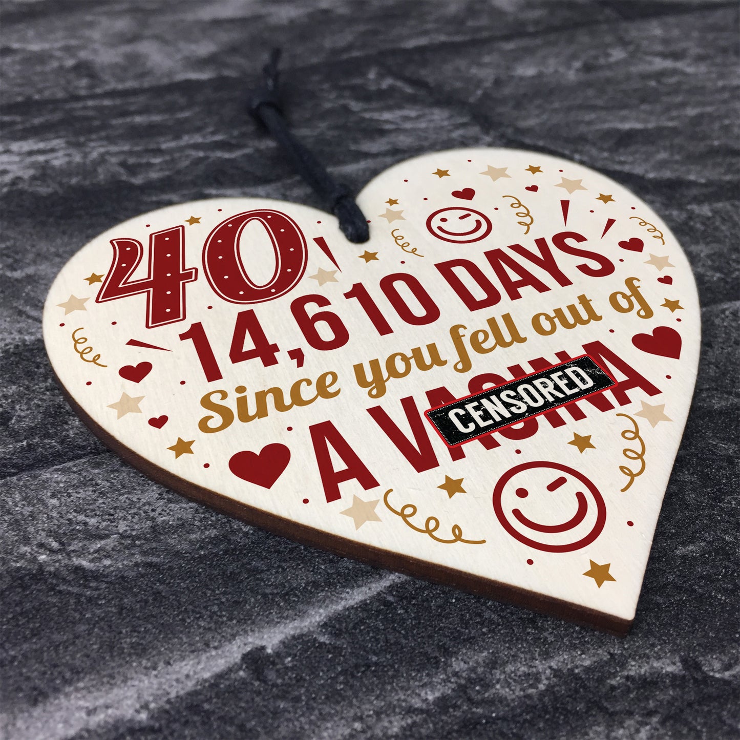 Funny 40th Birthday Gift Wooden Heart 40th Birthday Cards Joke